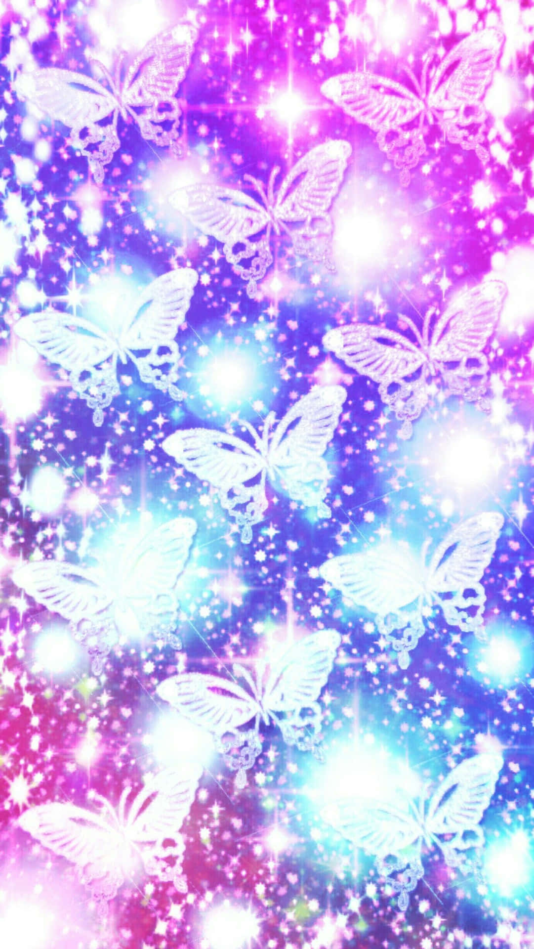 Crystal Blue Glitter Butterfly Wallpapers