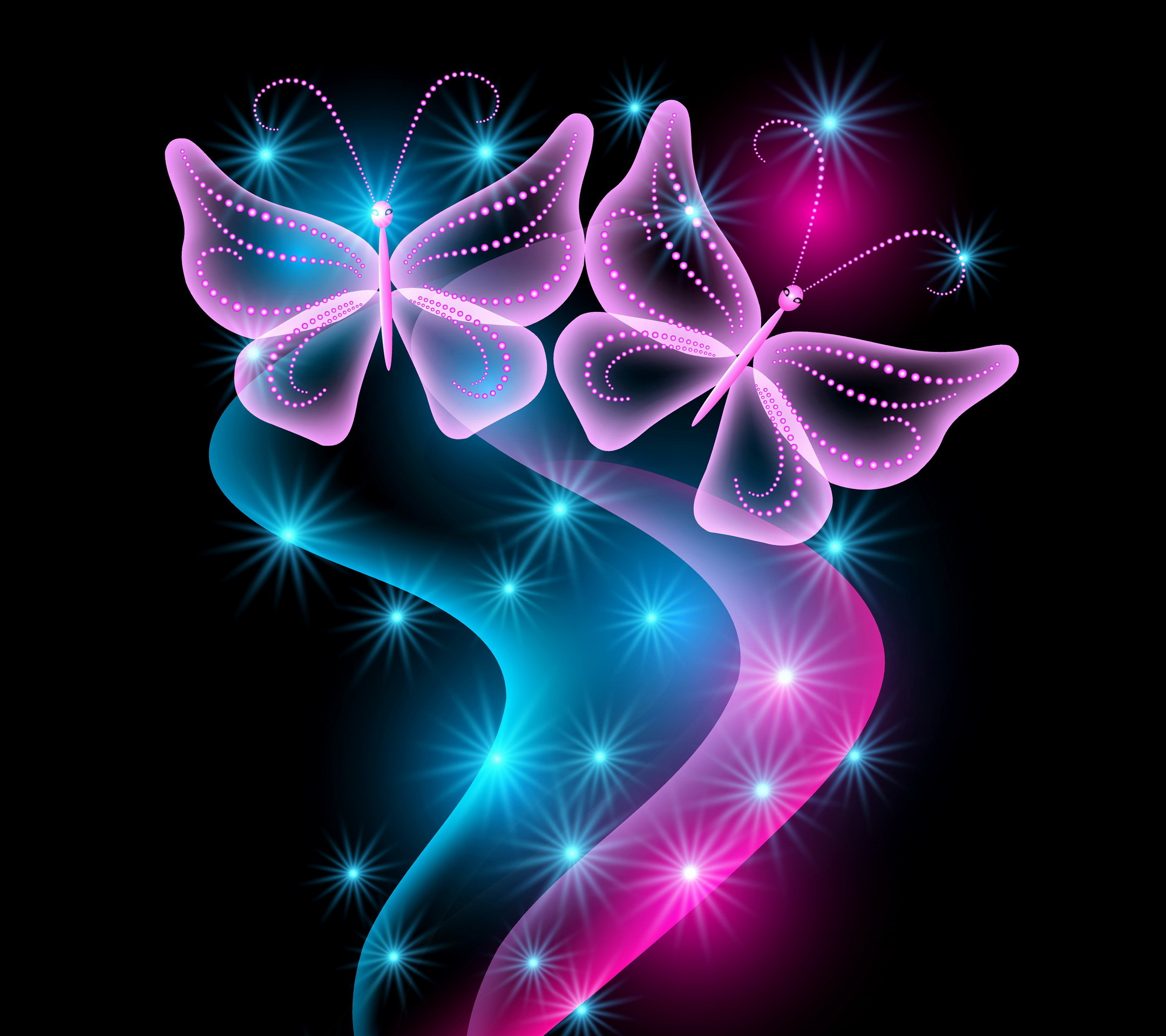 Crystal Blue Glitter Butterfly Wallpapers