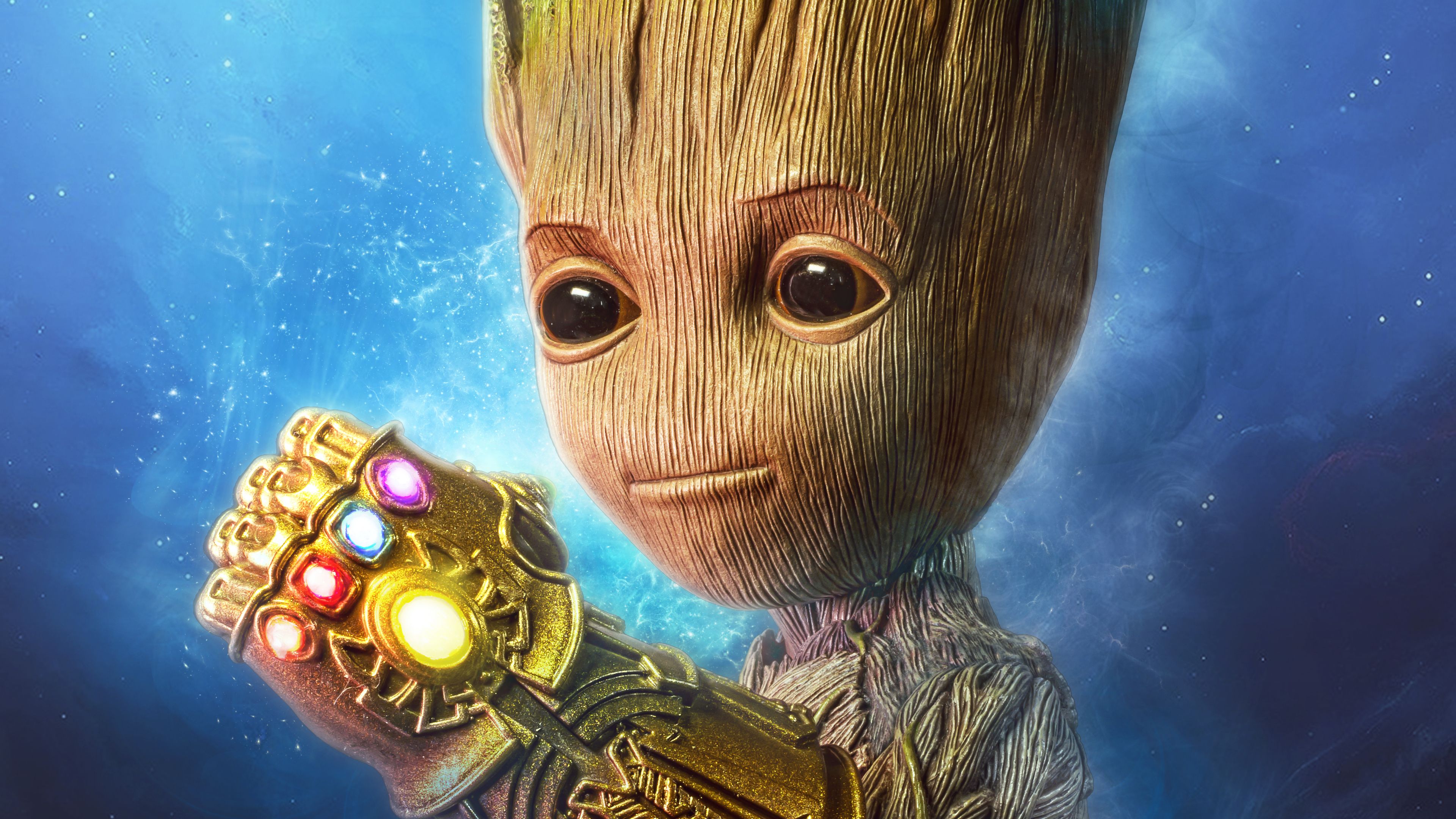 Cute Baby Groot In Suit 4K Wallpapers