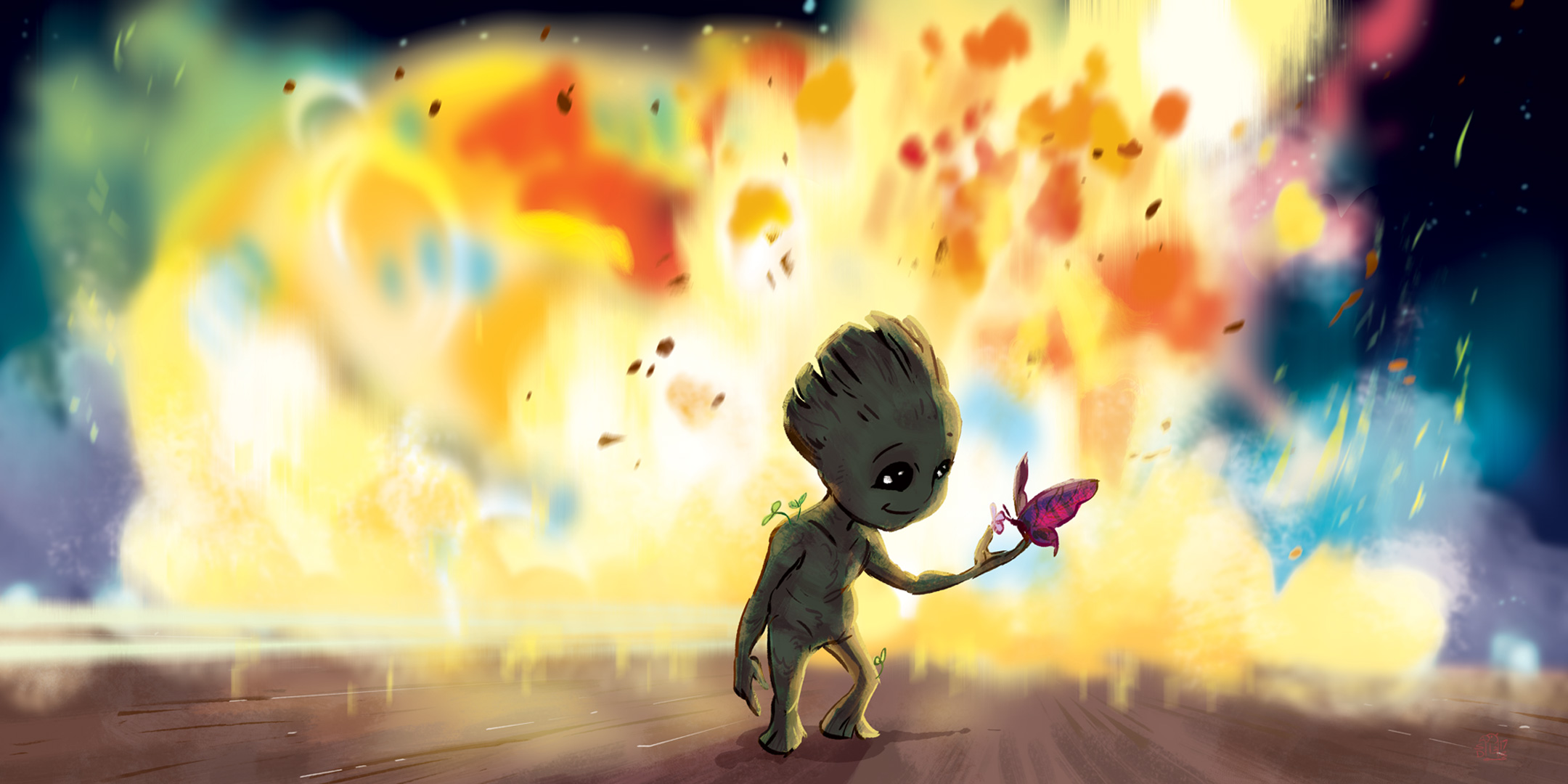 Cute Baby Groot In Suit 4K Wallpapers