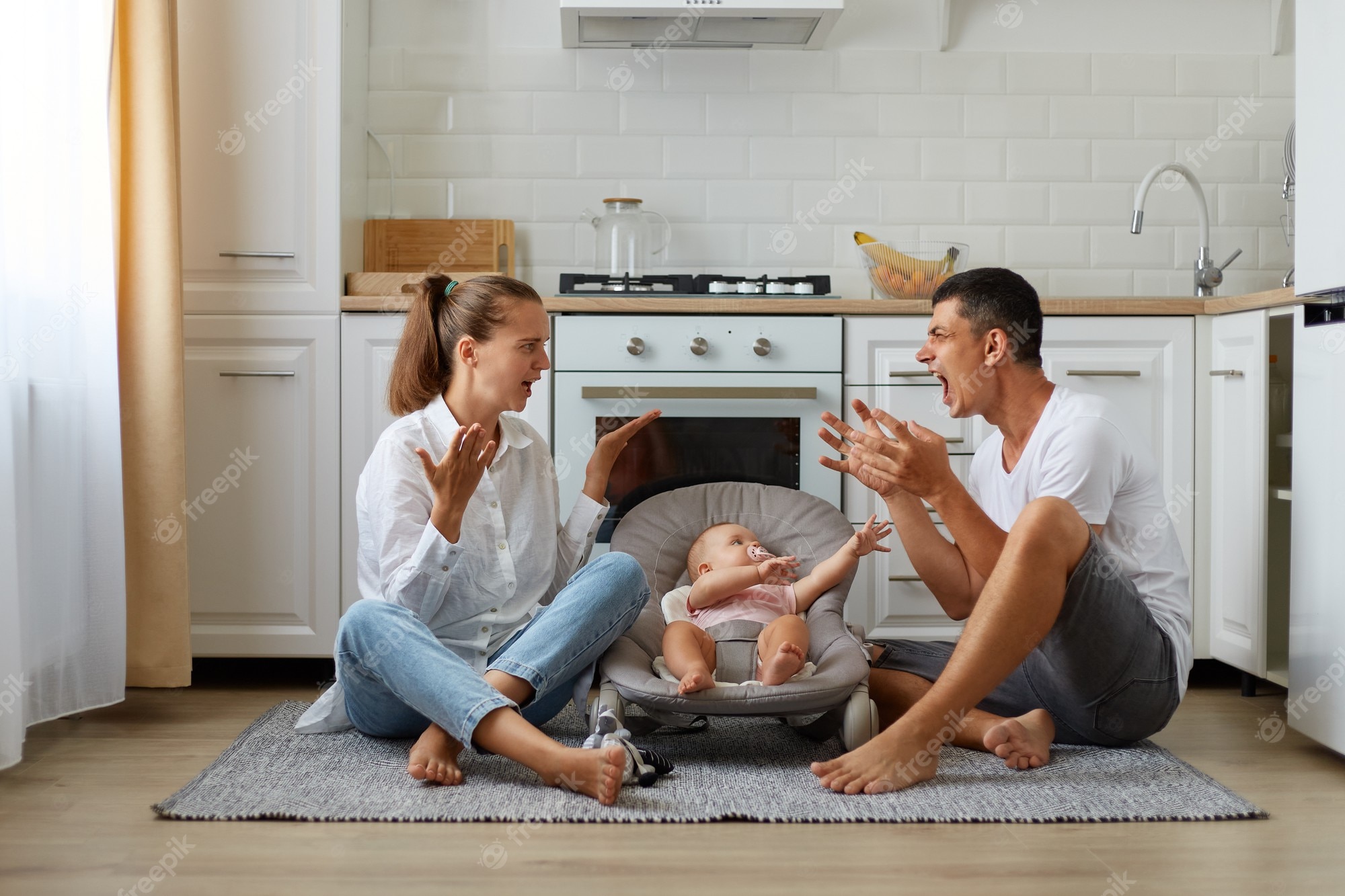 Cute Boy And Girl Are Sitting On Floor Wallpapers