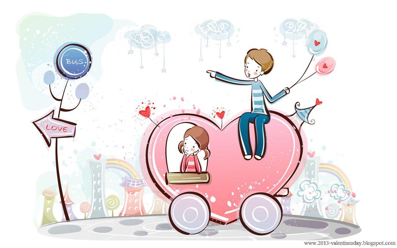 Cute Cartoon Love Couple Wallpaper Wallpapers