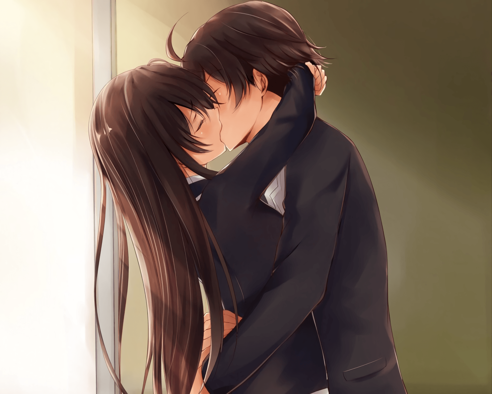 Cute Couple Anime Kiss Pocky Wallpapers Wallpapers
