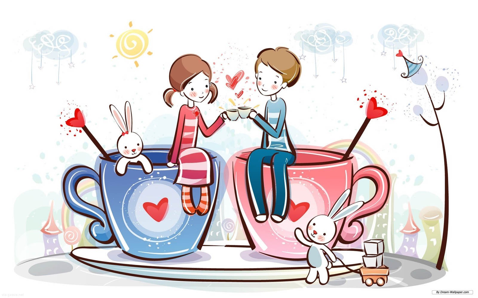 Cute Couples Cartoon Wallpapers