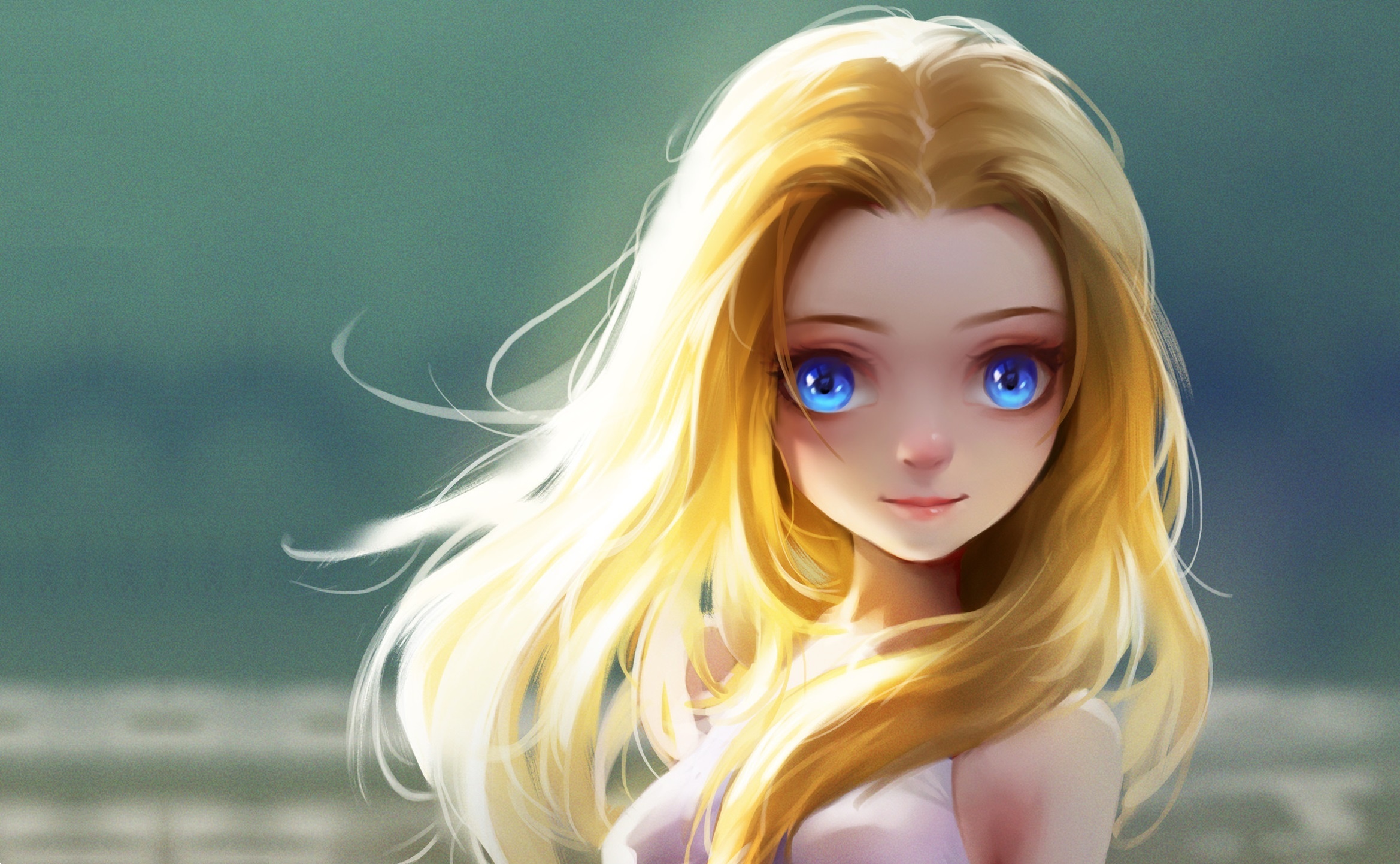 Cute Little Girl Blonde Eyes
 Wallpapers