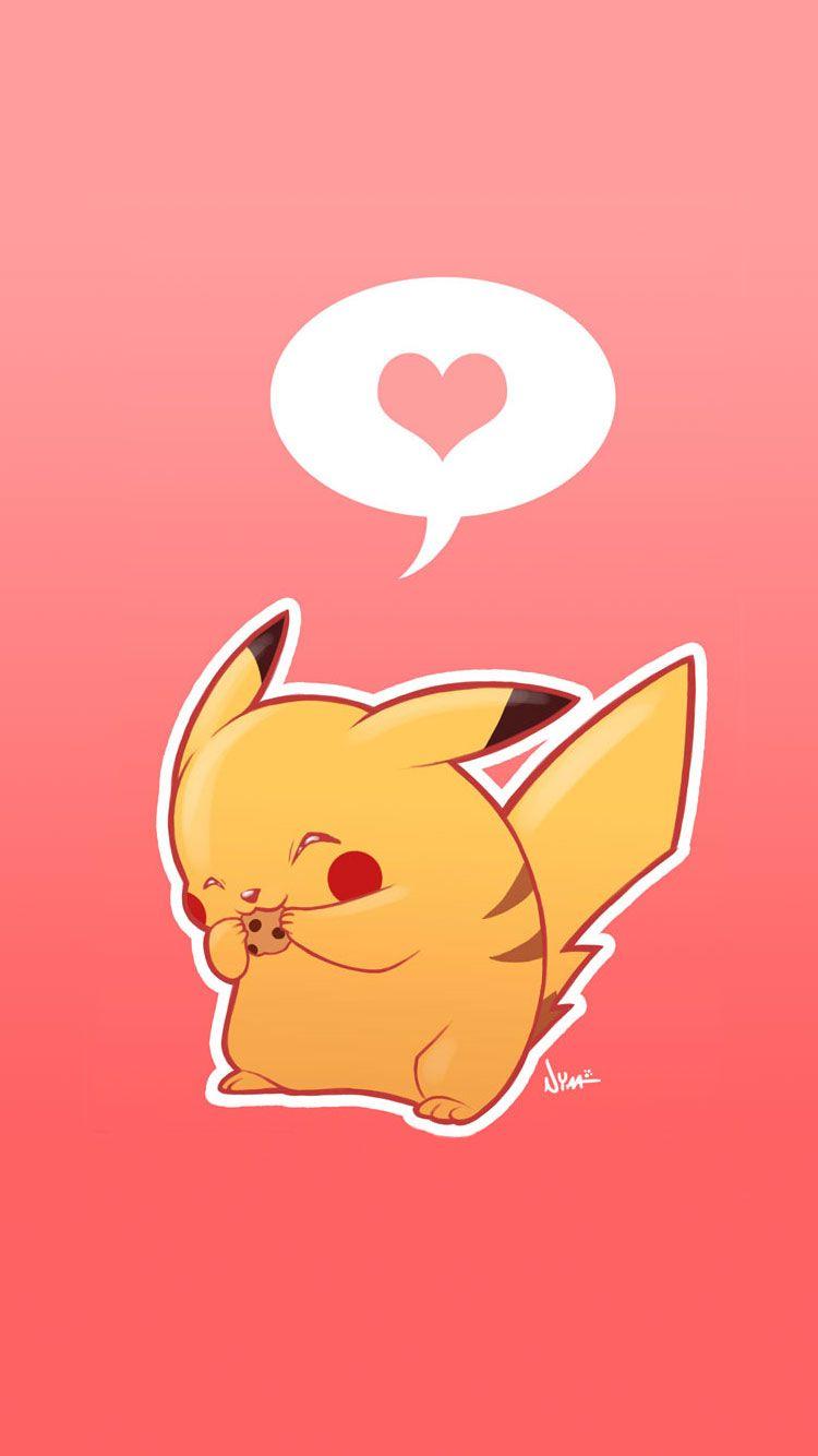 Cute Pikachu Eating A Heart Wallpapers