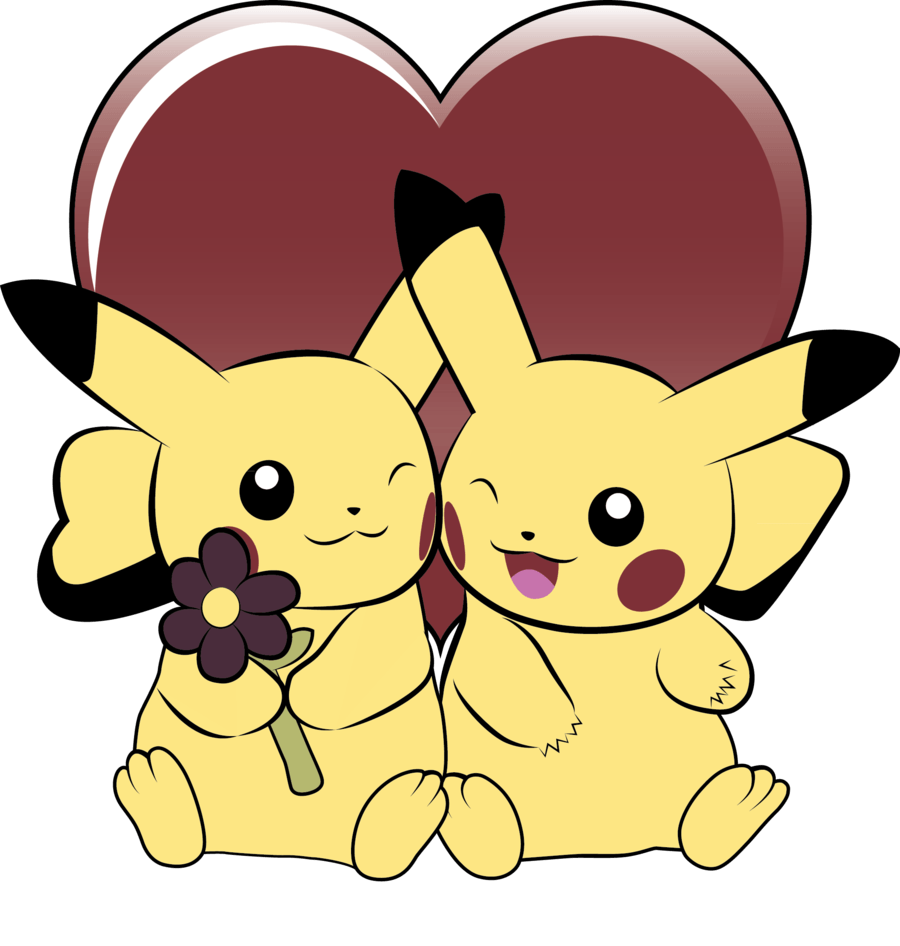 Cute Pikachu Eating A Heart Wallpapers