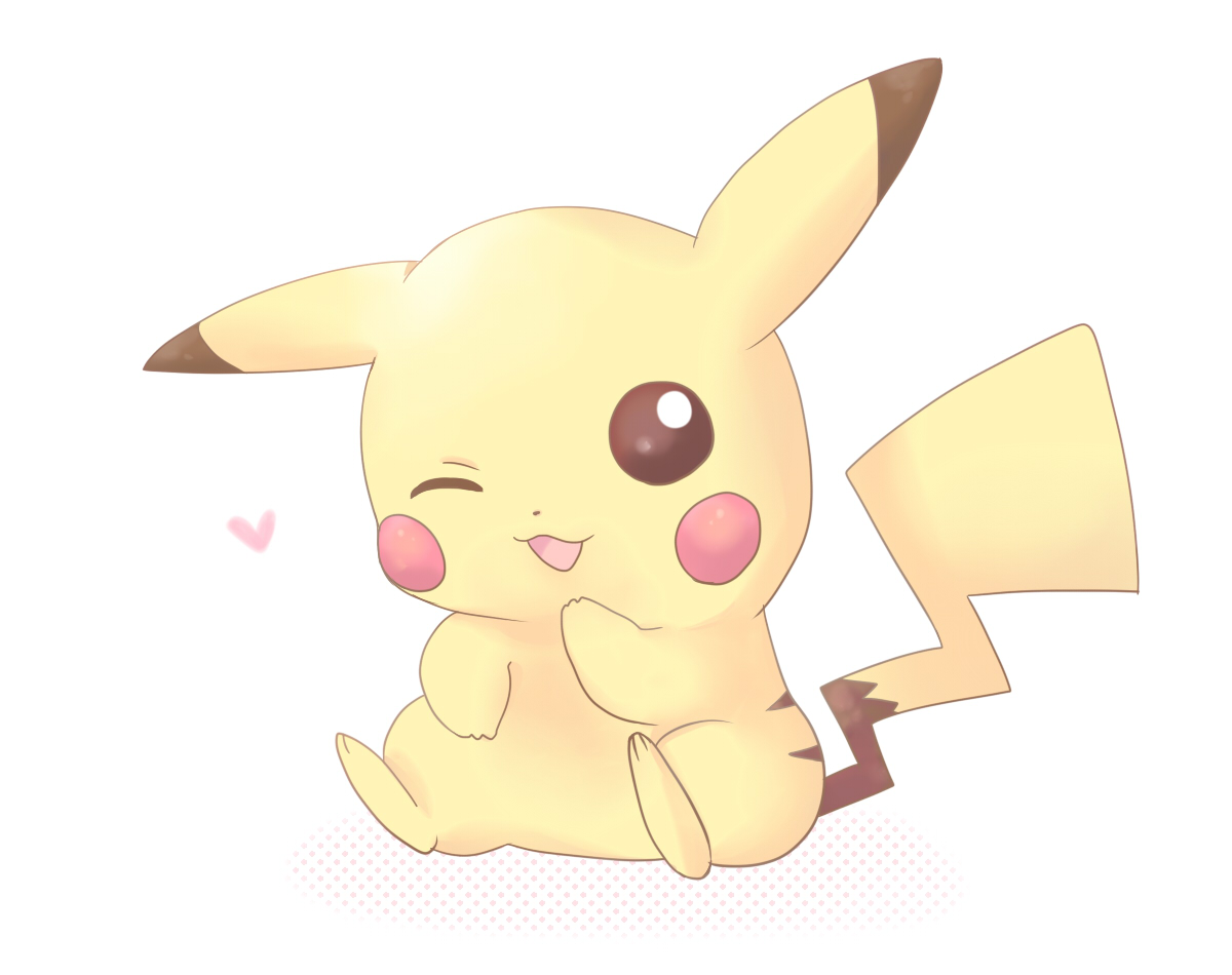 Cute Pikachu Eating A Heart Wallpapers