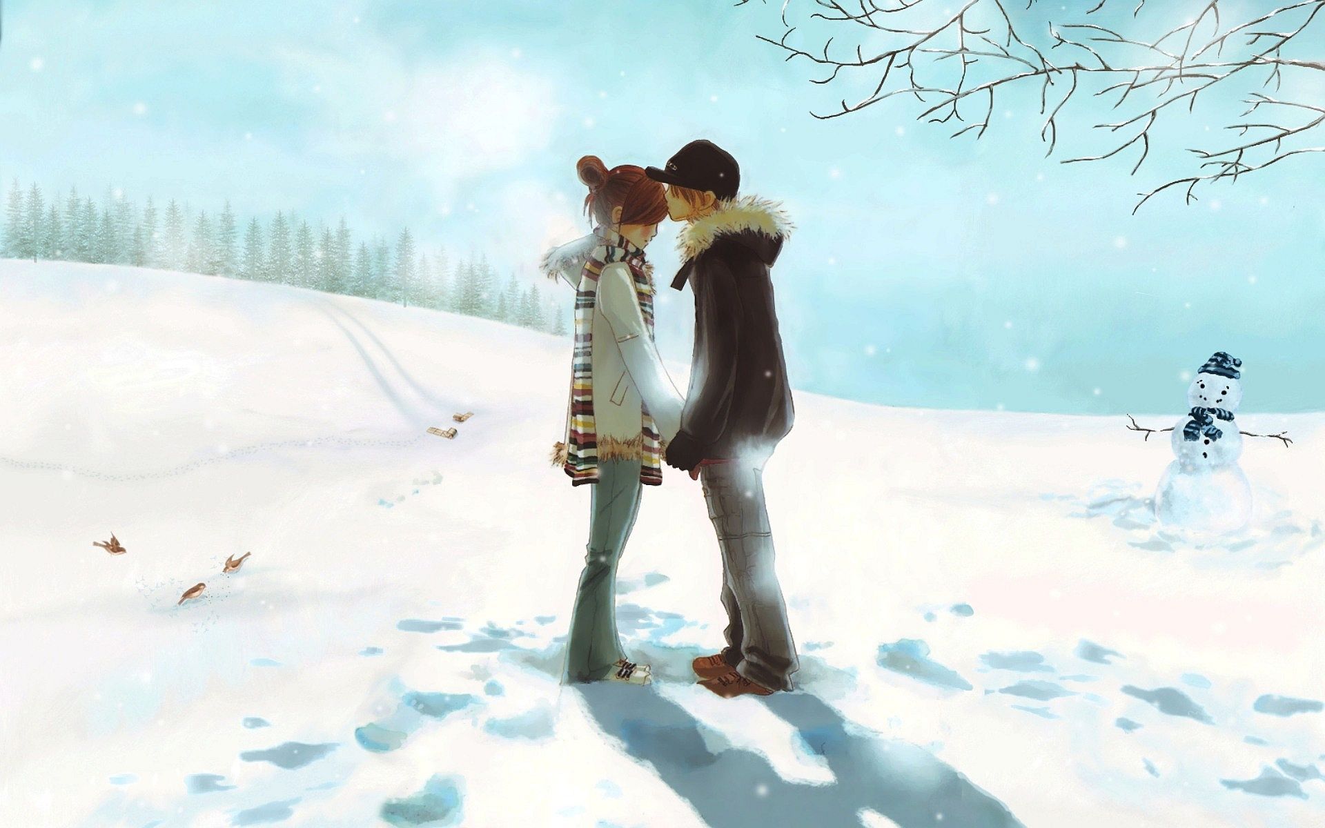 Cute Snow Couple Love Wallpapers Wallpapers