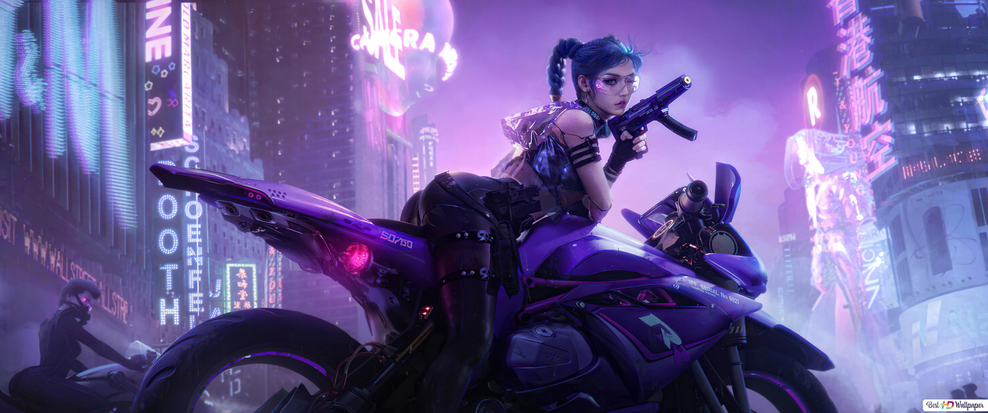 Cyberpunk Cyborg Girl Biker 2077 Wallpapers