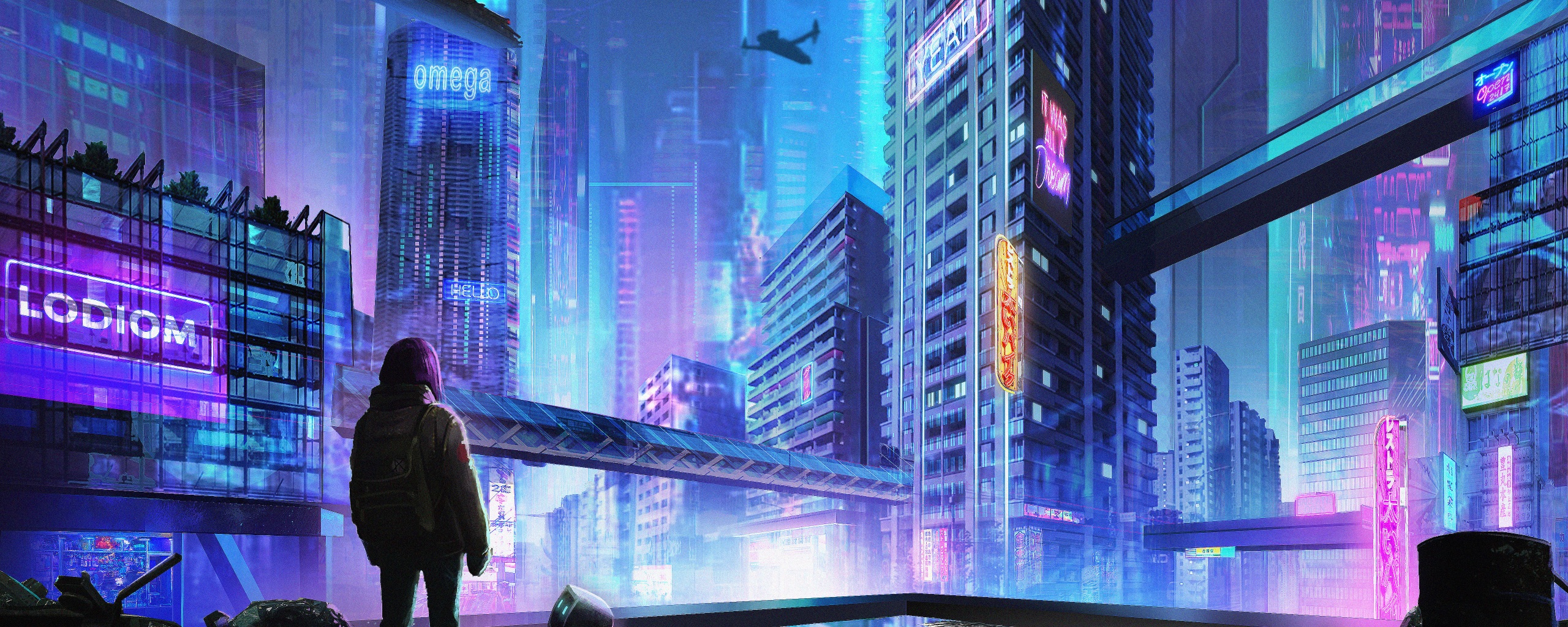 cyberpunk dual screen Wallpapers