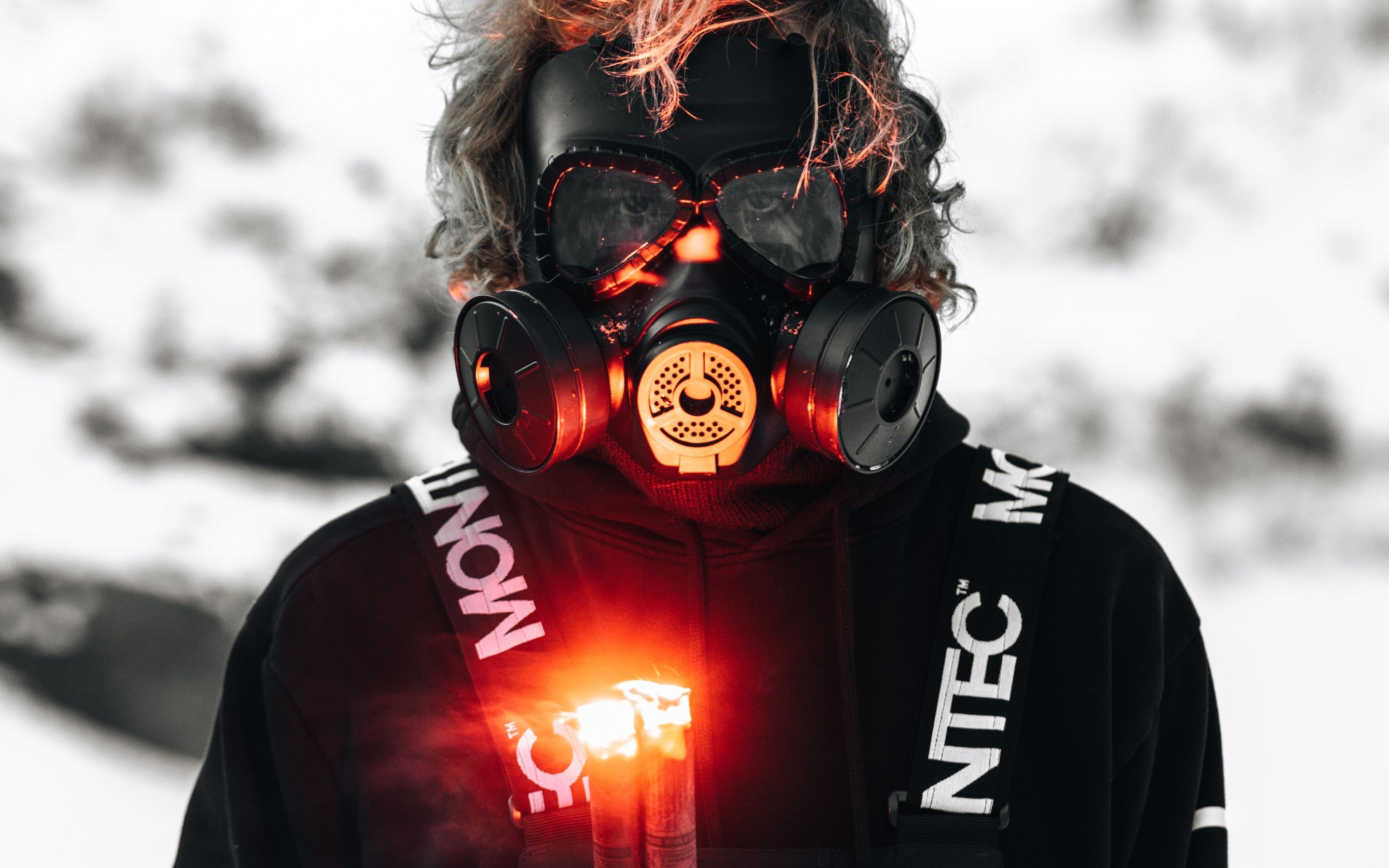 Cyberpunk Gas Mask Man Meditating Wallpapers