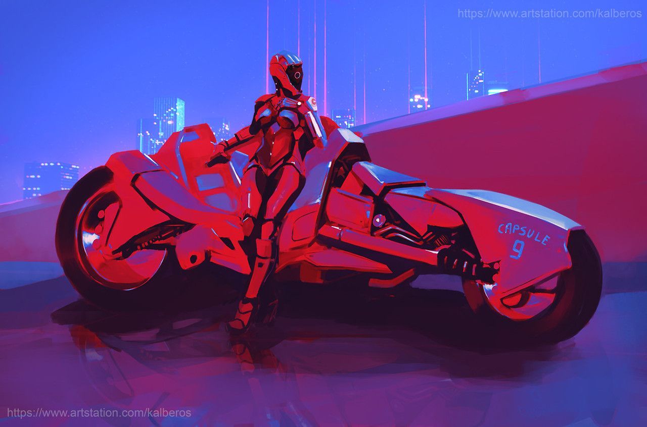 Cyberpunk Girl Futuristic Motorcycle
 Wallpapers