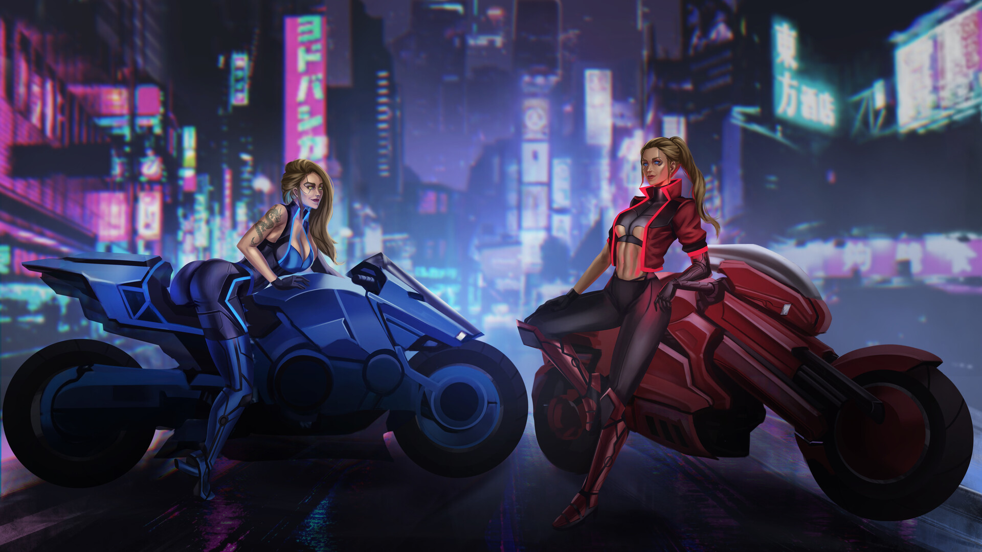 Cyberpunk Girl Futuristic Motorcycle
 Wallpapers