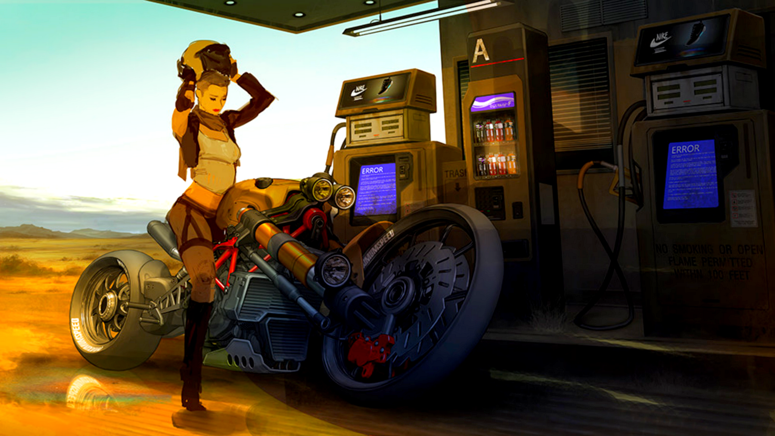 Cyberpunk Girl Futuristic Motorcycle
 Wallpapers