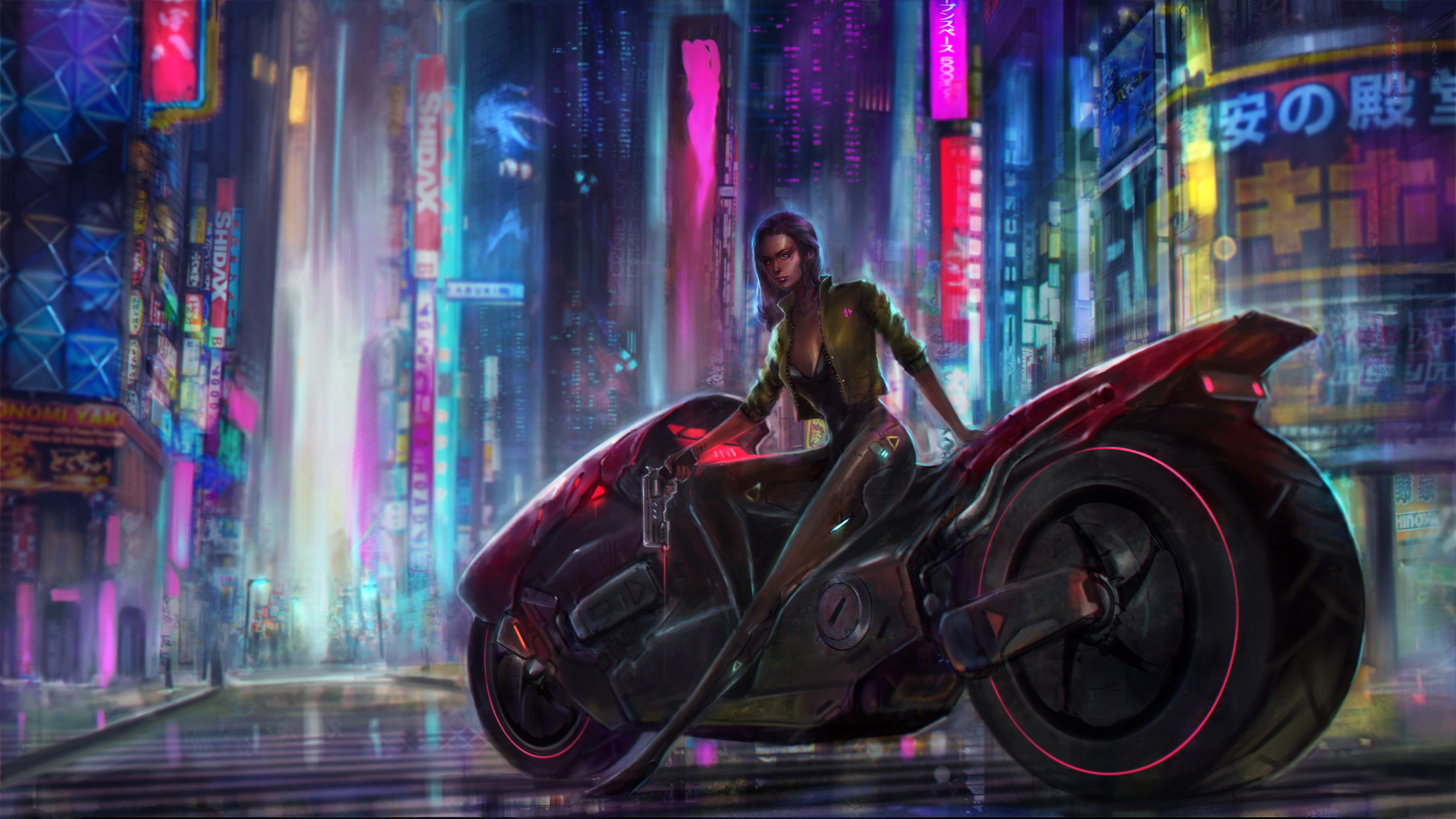 Cyberpunk Girl Futuristic Vehicle Wallpapers