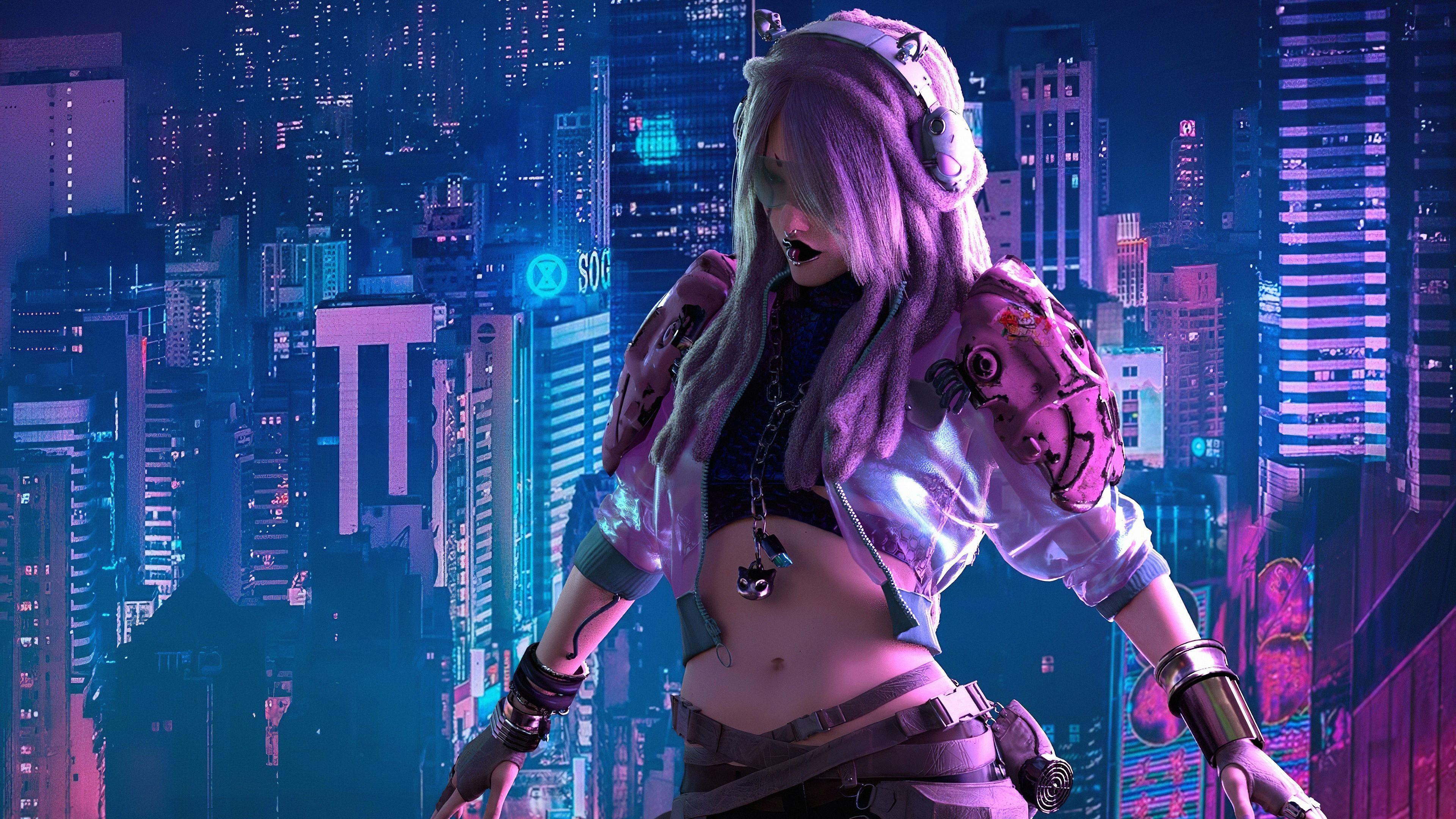 Cyberpunk Girl In City Wallpapers