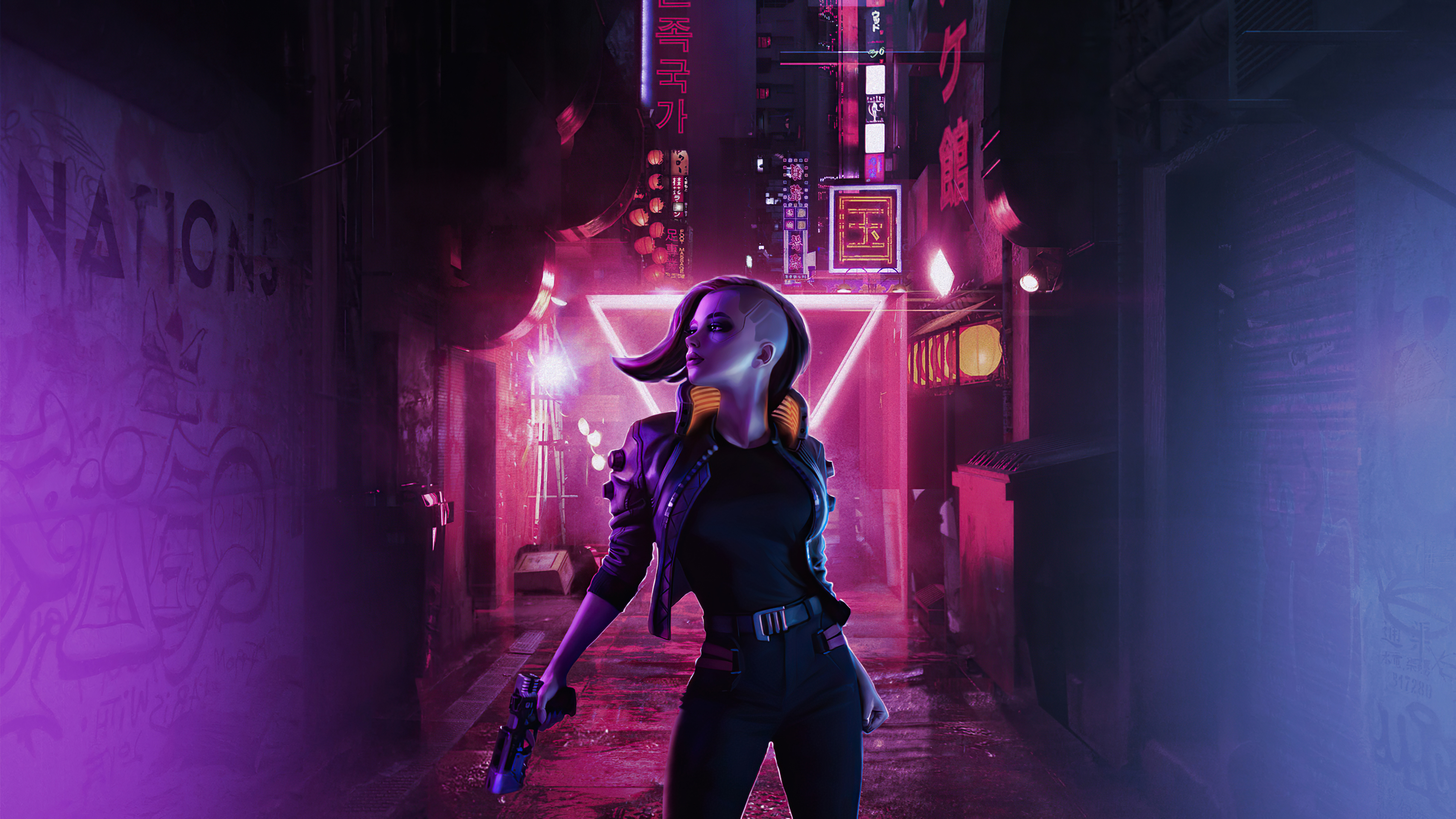 Cyberpunk Girl In City Wallpapers