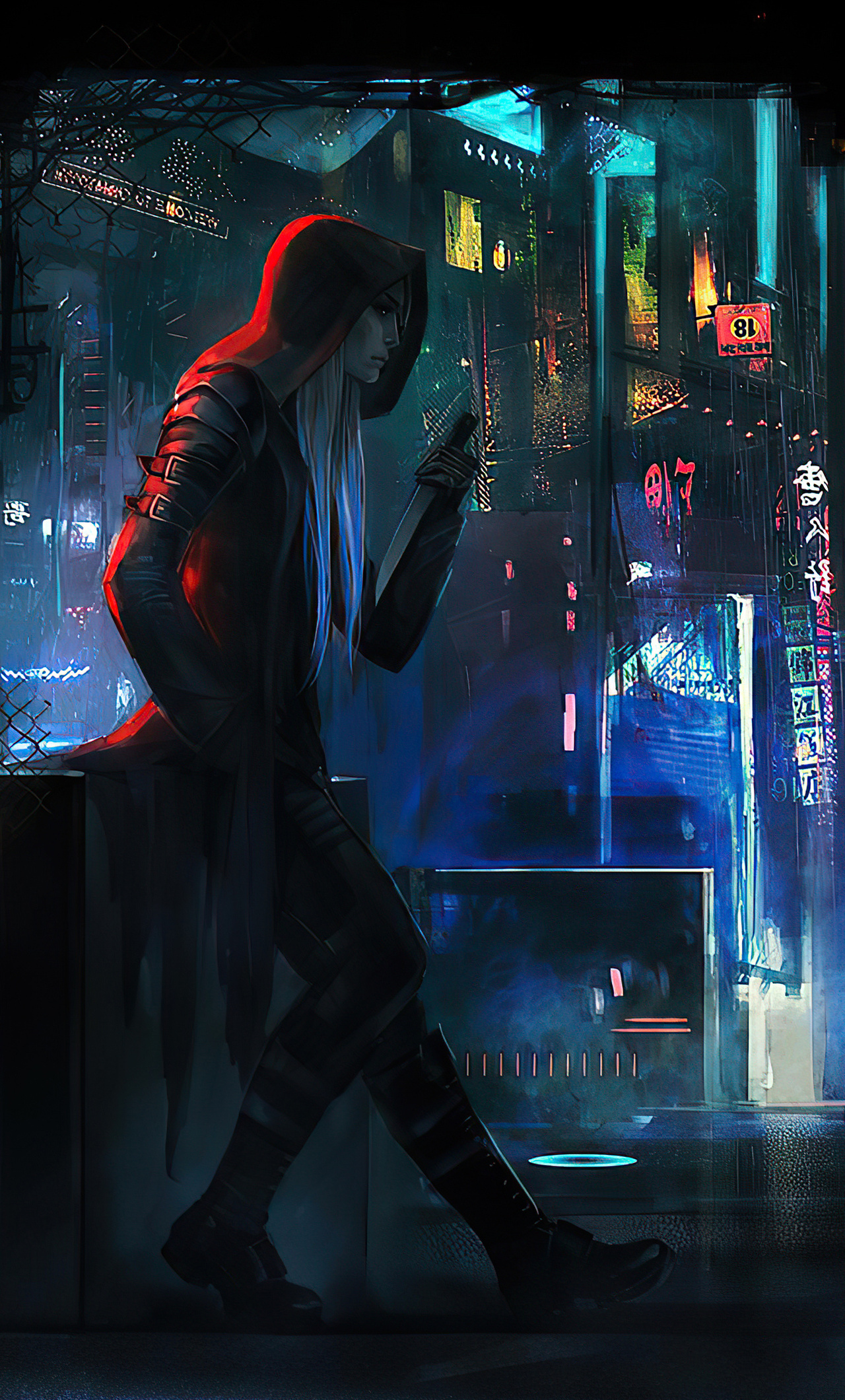 Cyberpunk Girl In Rain Wallpapers