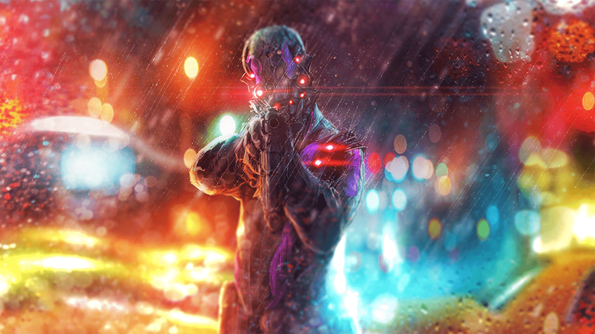Cyberpunk Girl In Rain Wallpapers