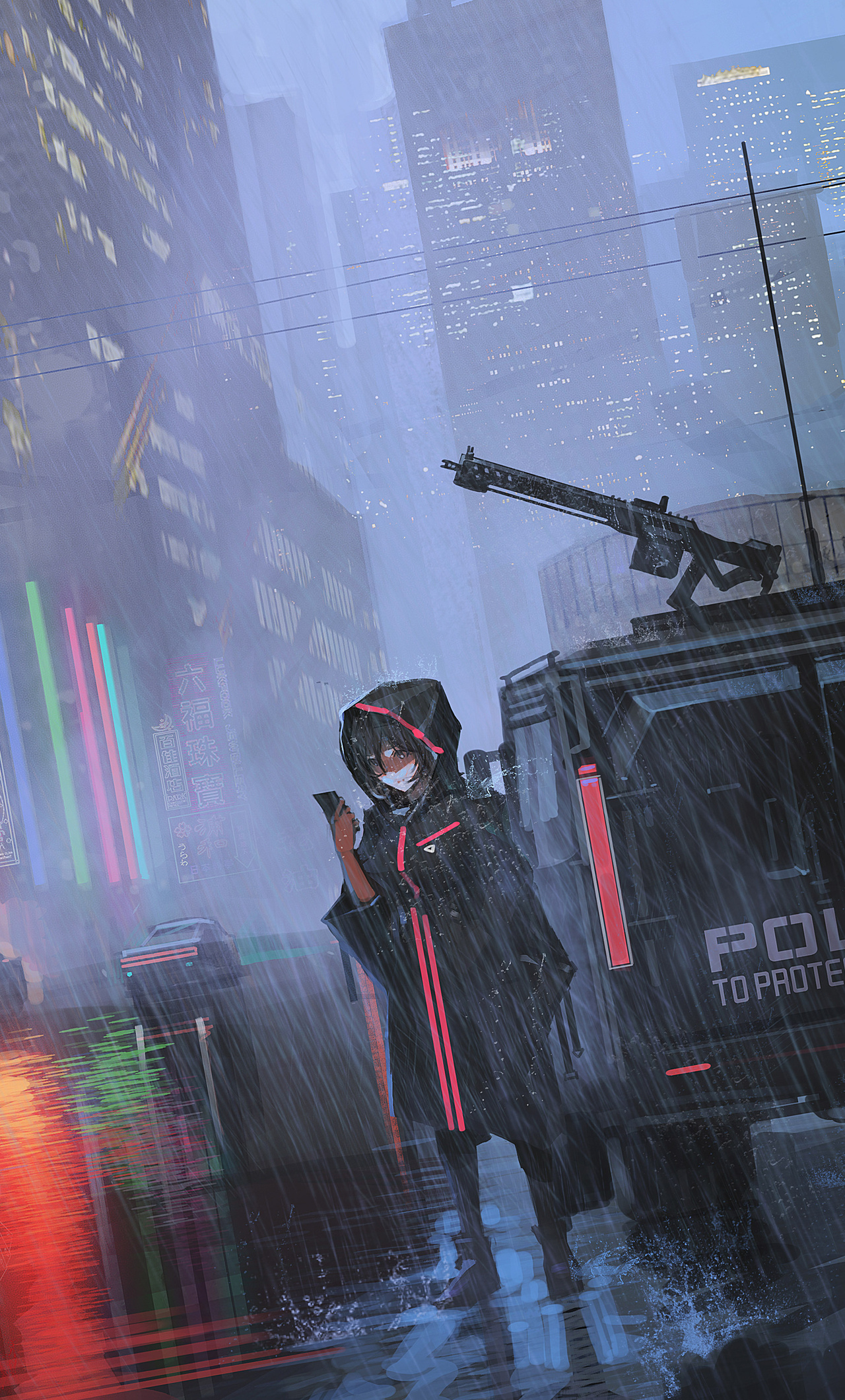 Cyberpunk Girl In Rain Wallpapers