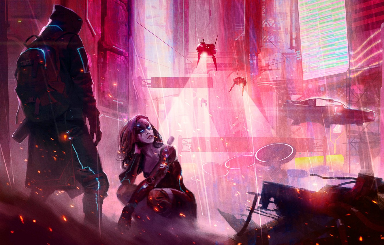 Cyberpunk Girl In Rain Wallpapers