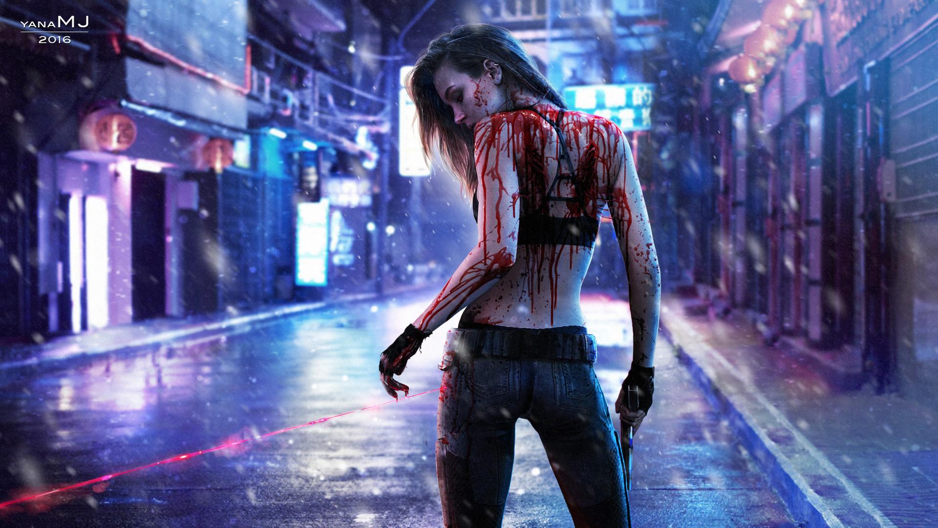 Cyberpunk Girl In Rain Wallpapers