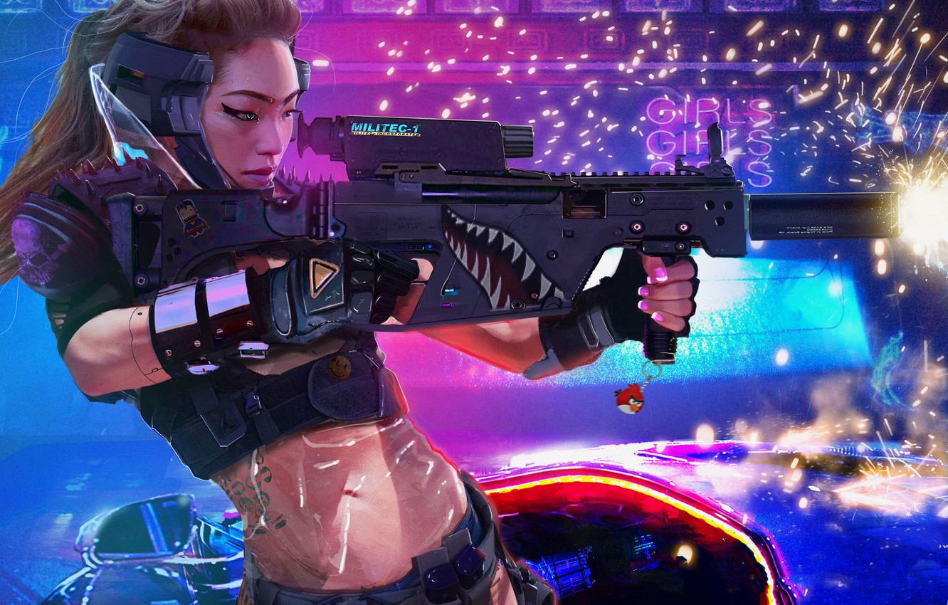 Cyberpunk Girl With Weapon Wallpapers