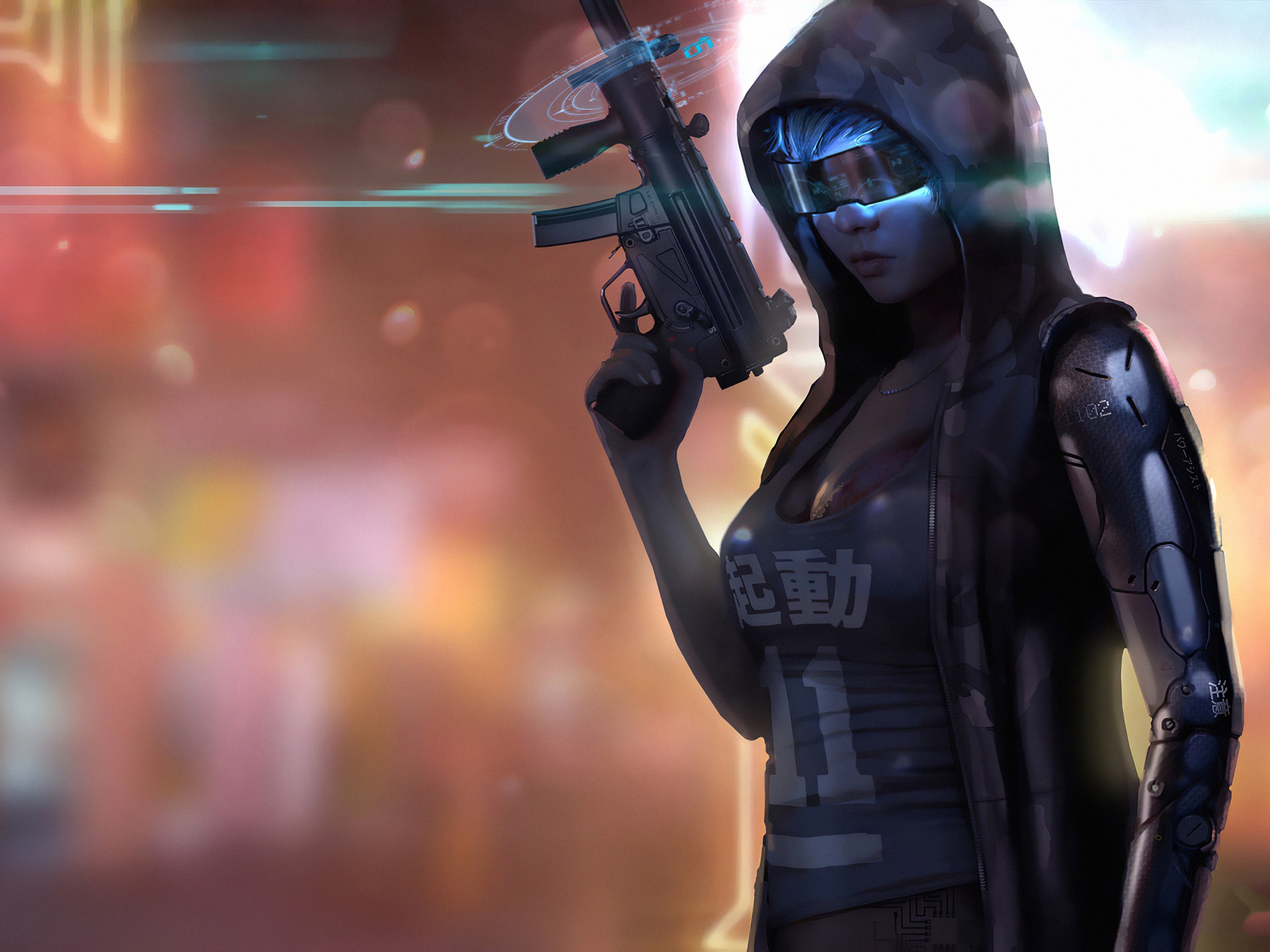 Cyberpunk Girl With Weapon Wallpapers