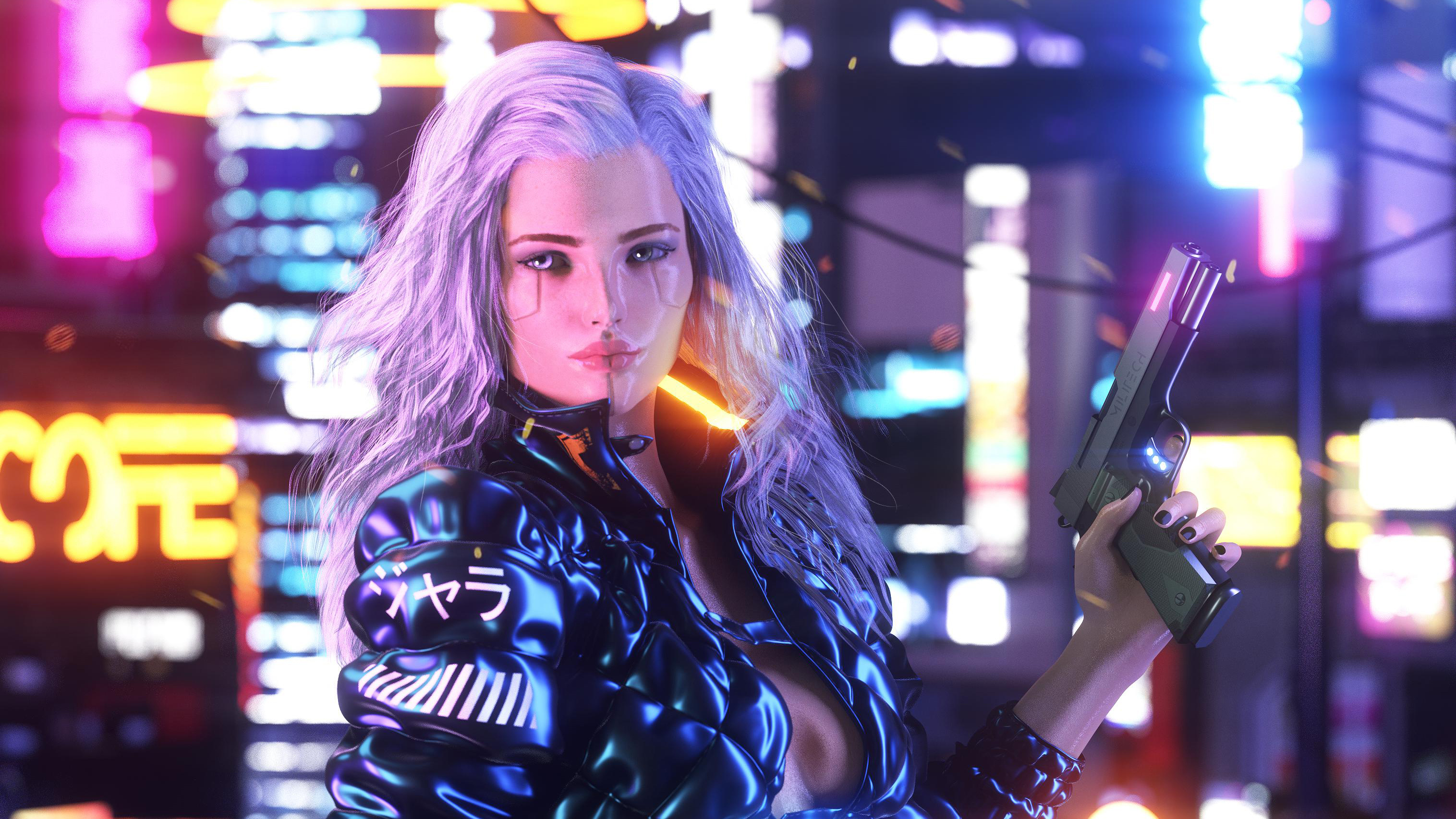 Cyberpunk Girl With Weapon Wallpapers