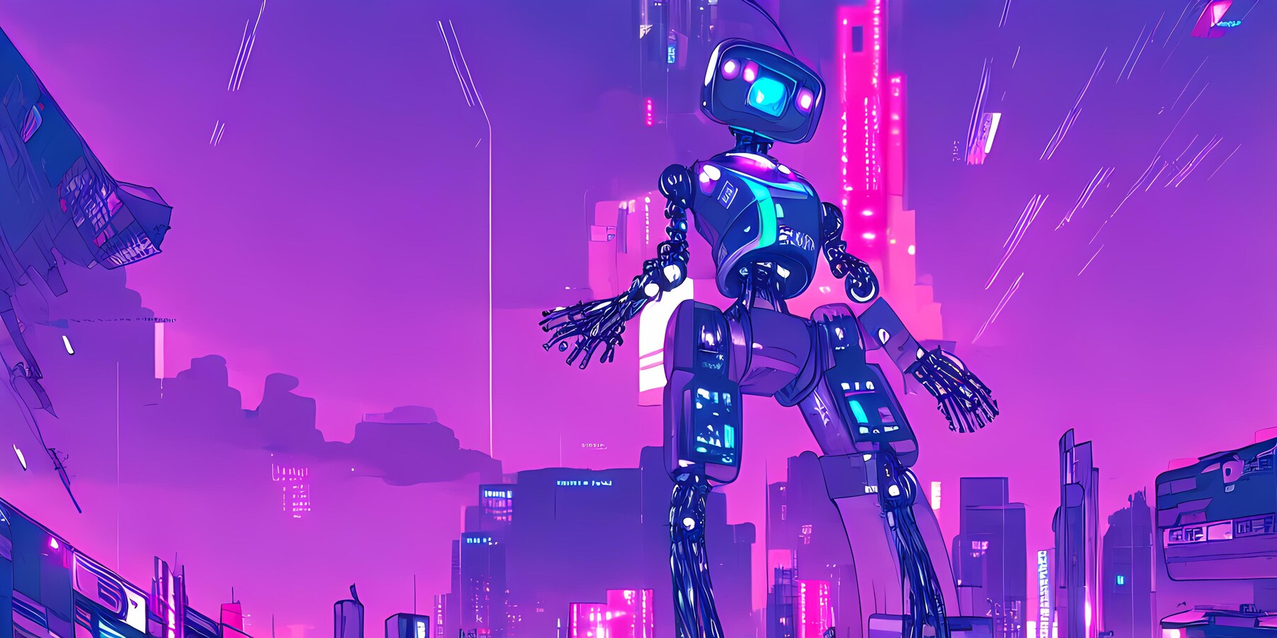 Cyberpunk Lonely Cyborg Illustration Wallpapers