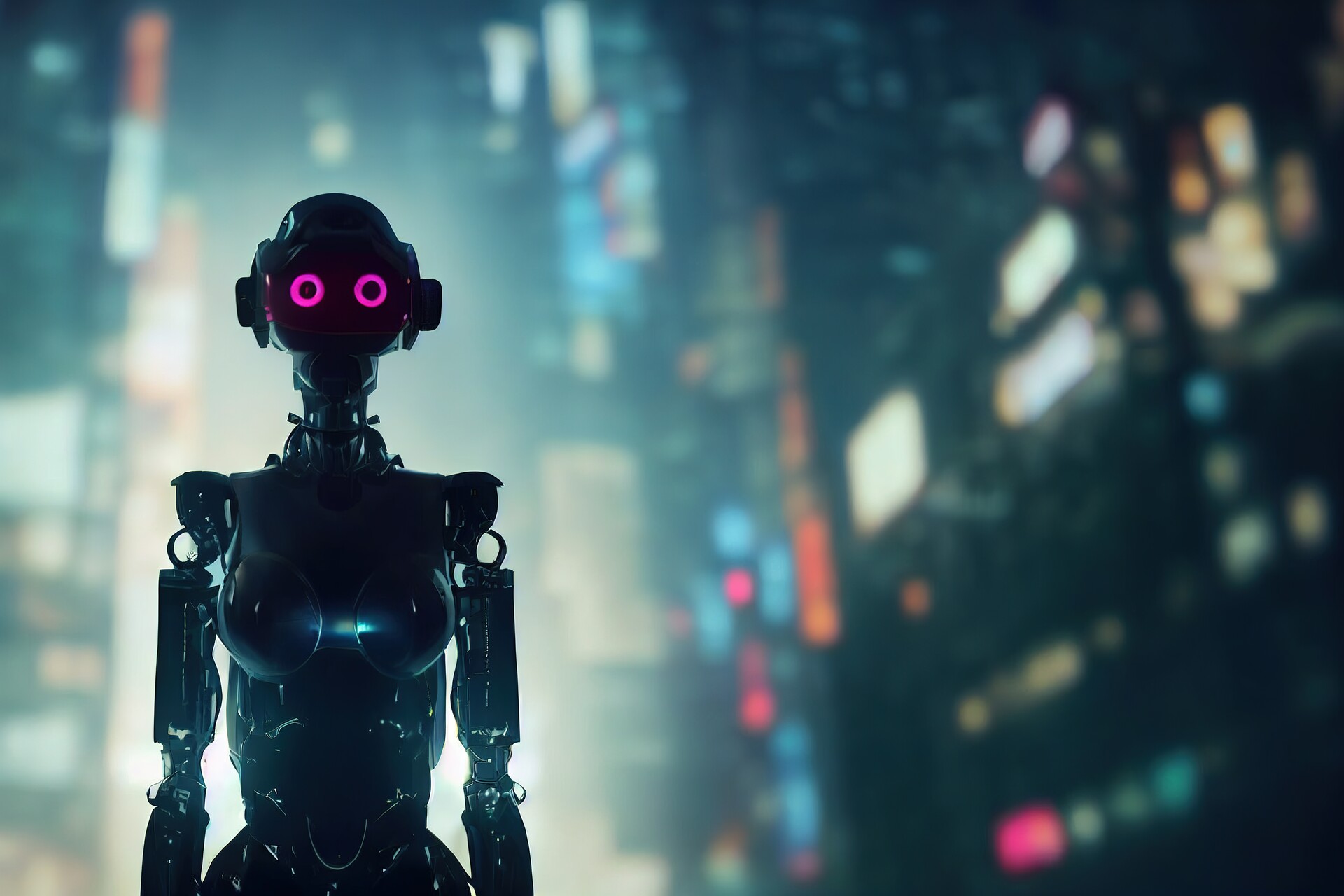 Cyberpunk Lonely Cyborg Illustration Wallpapers