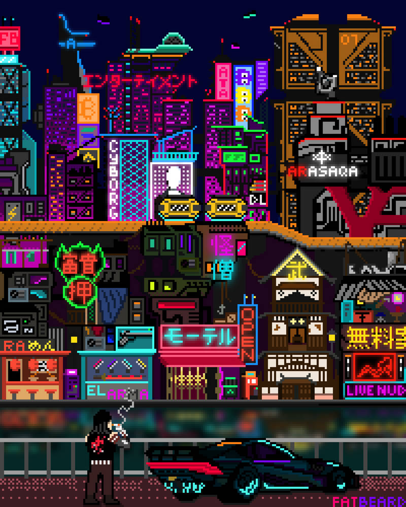 cyberpunk pixel art Wallpapers