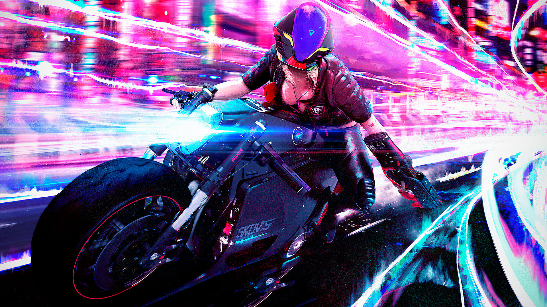 Cyberpunk Woman In Motorcycle Wallpapers