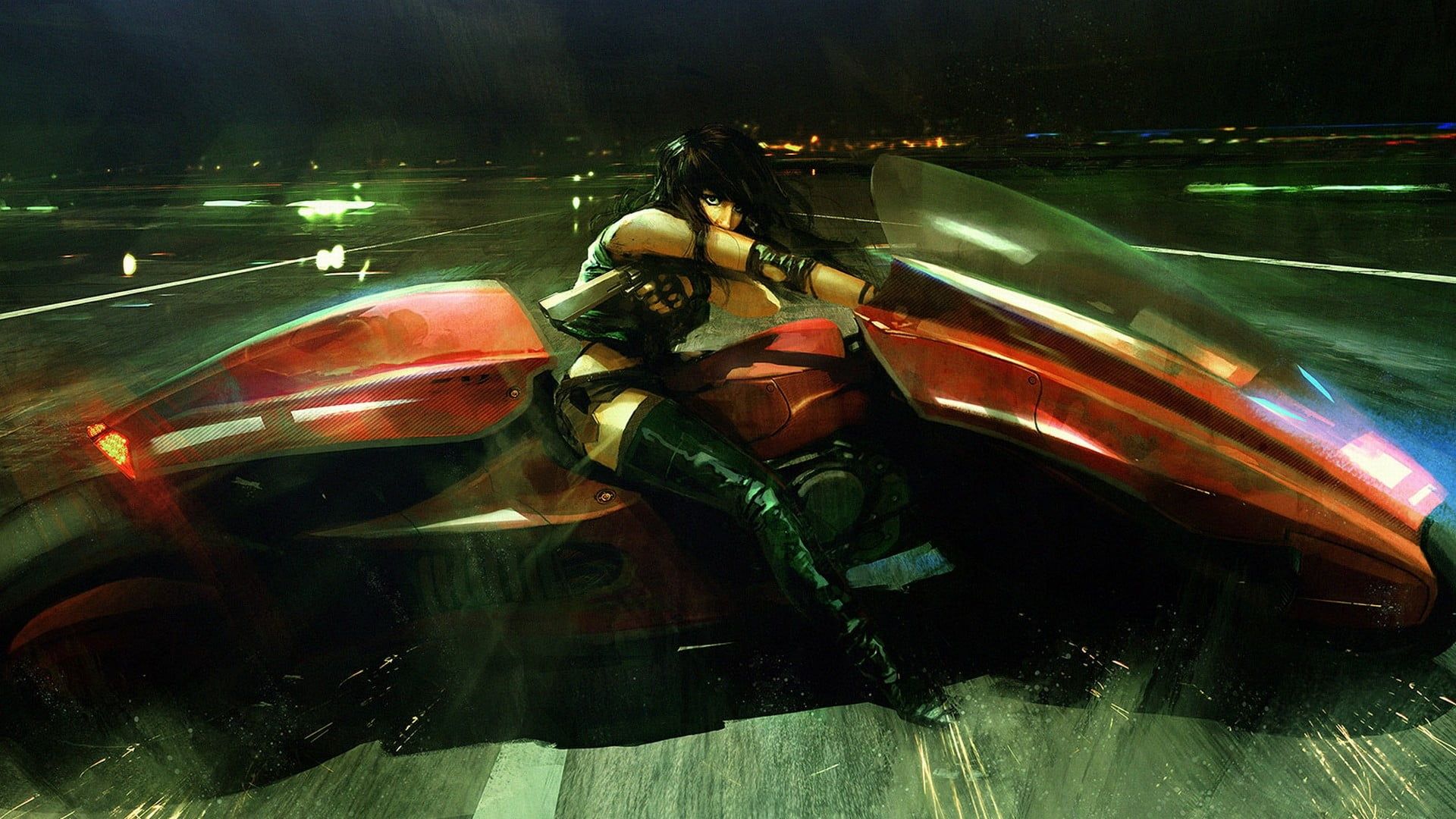 Cyberpunk Woman In Motorcycle Wallpapers