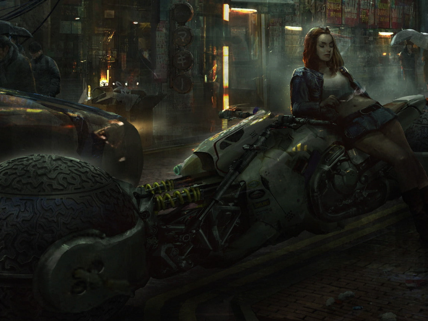 Cyberpunk Woman In Motorcycle Wallpapers