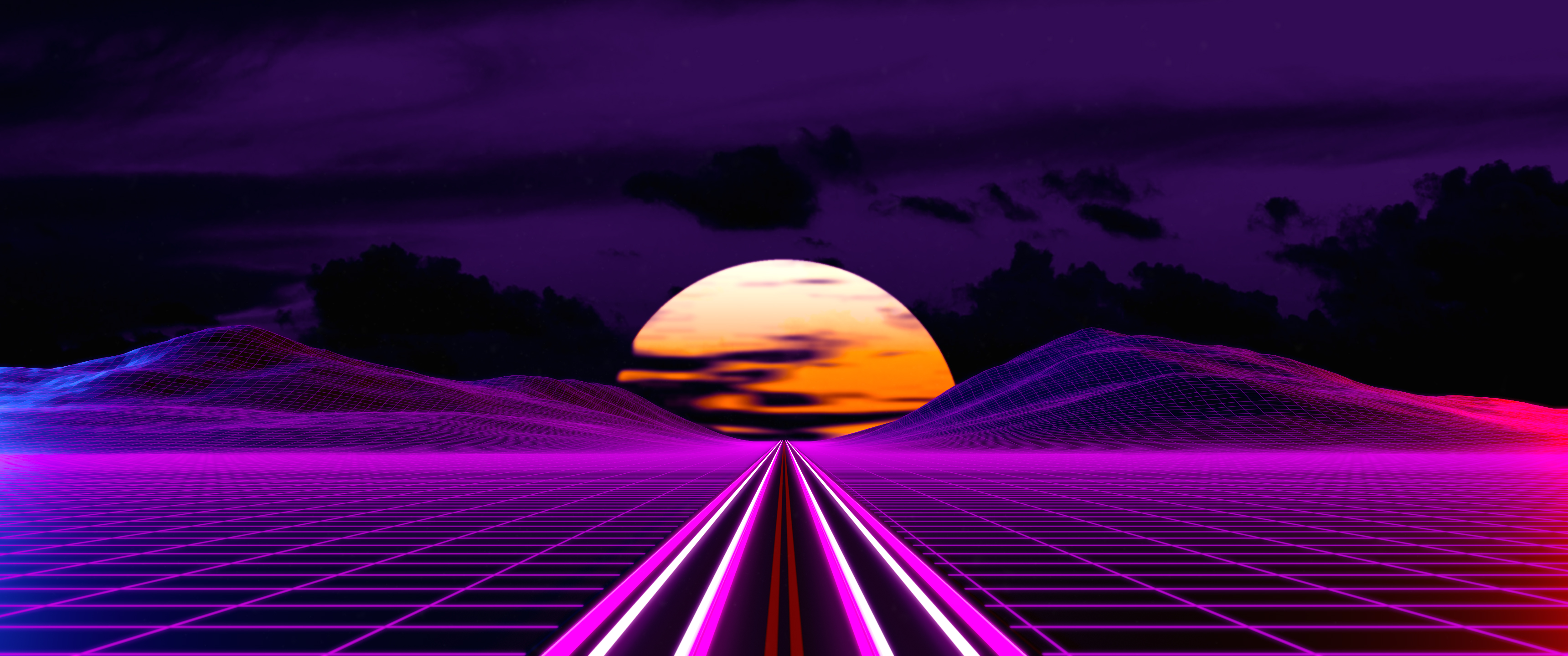 Cyberwave Purple Outrun Wallpapers