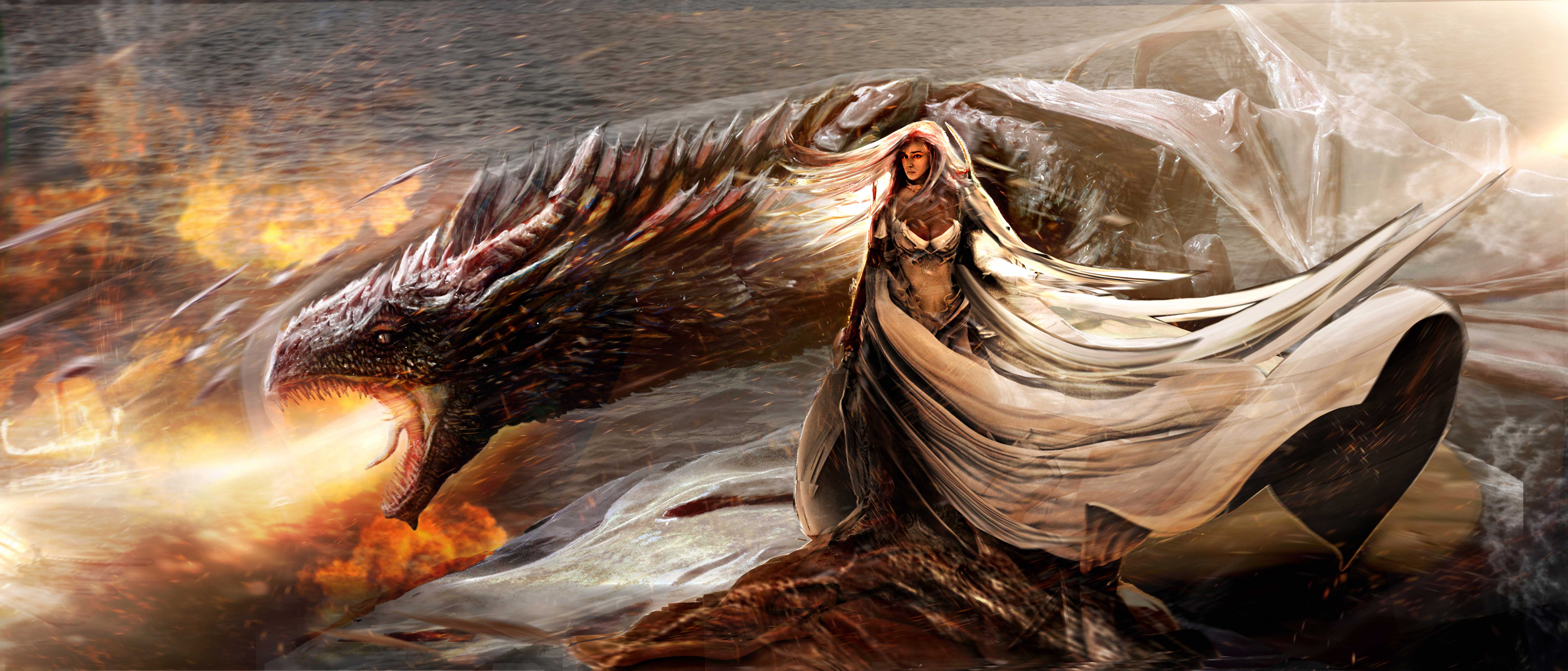 Daenerys And Drogon Art Wallpapers