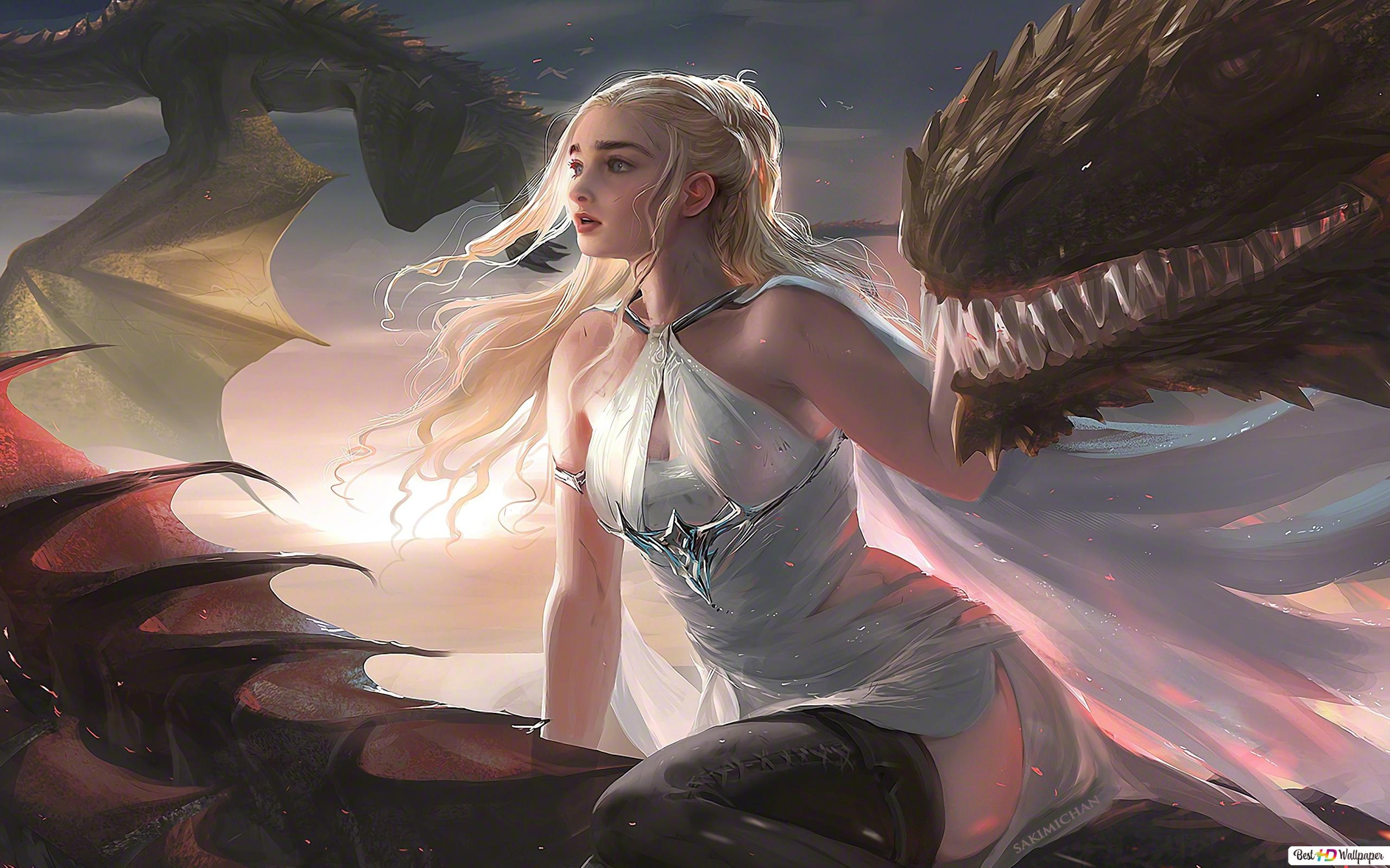 Daenerys Targaryen With Dragon Artwork Wallpapers