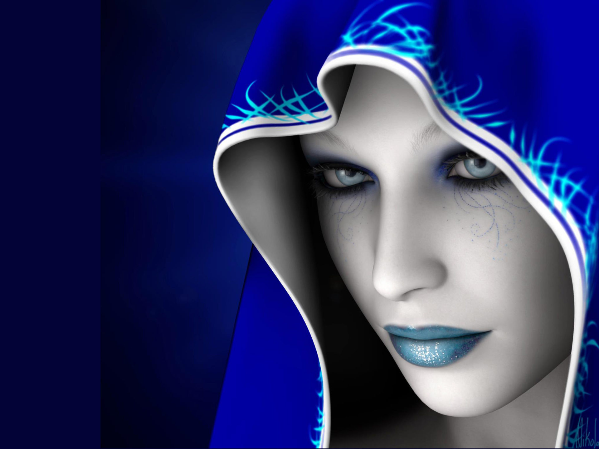 Dark Blue Artistic Eyes Wallpapers