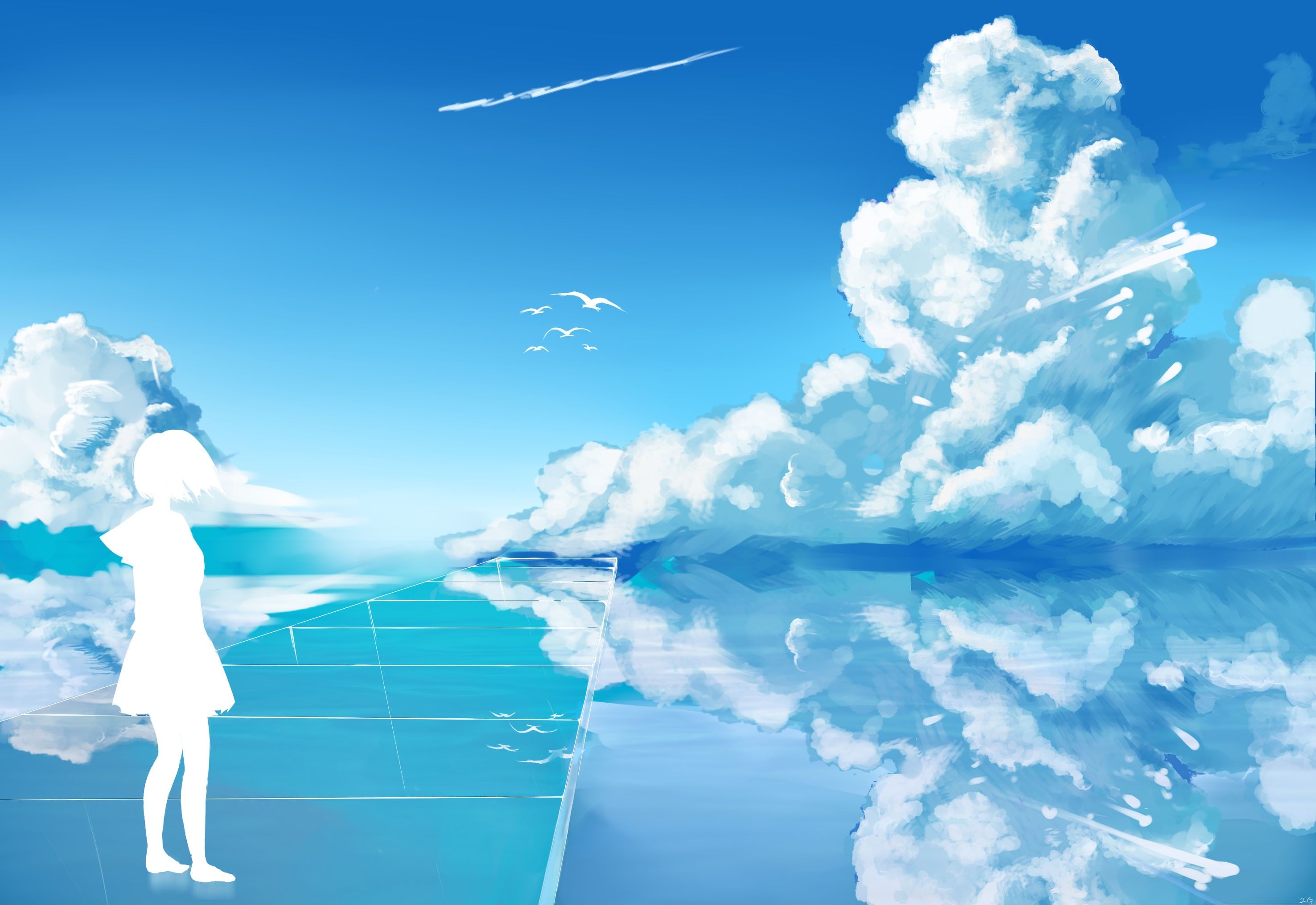 Dark Blue Sky Anime Scenery Wallpapers