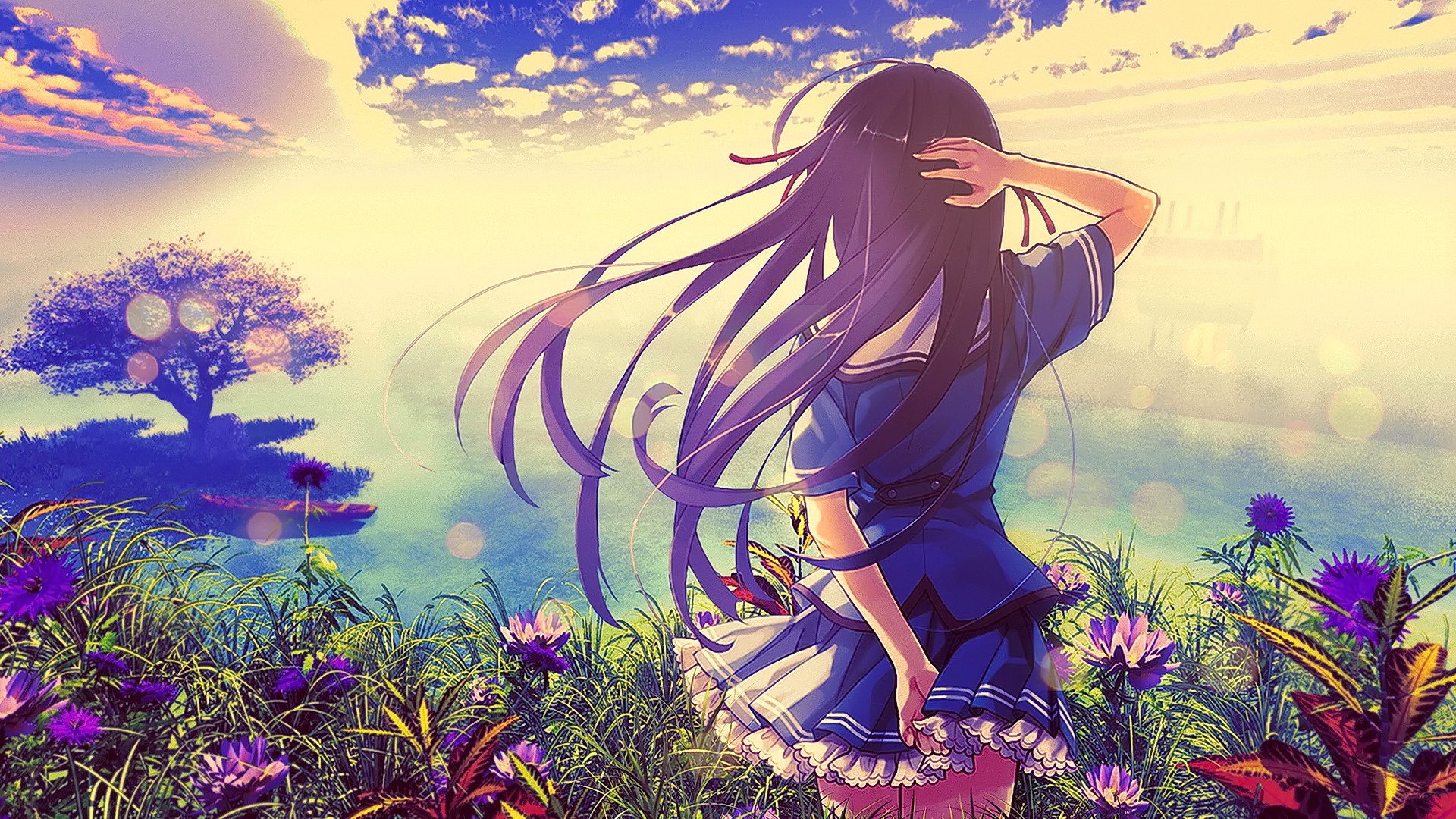 Dark Blue Sky Anime Scenery Wallpapers