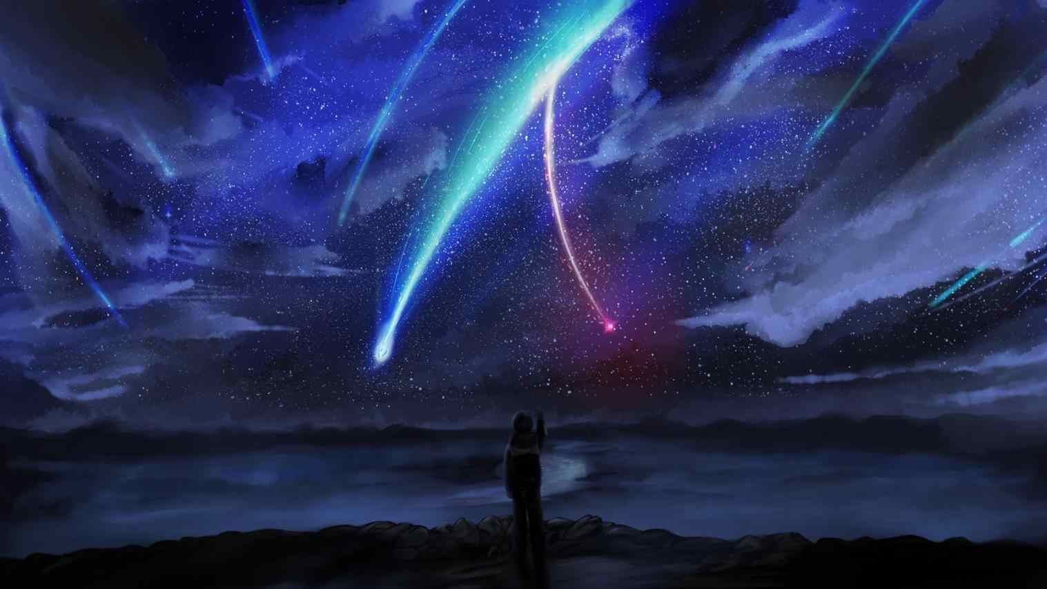 Dark Blue Sky Anime Scenery Wallpapers