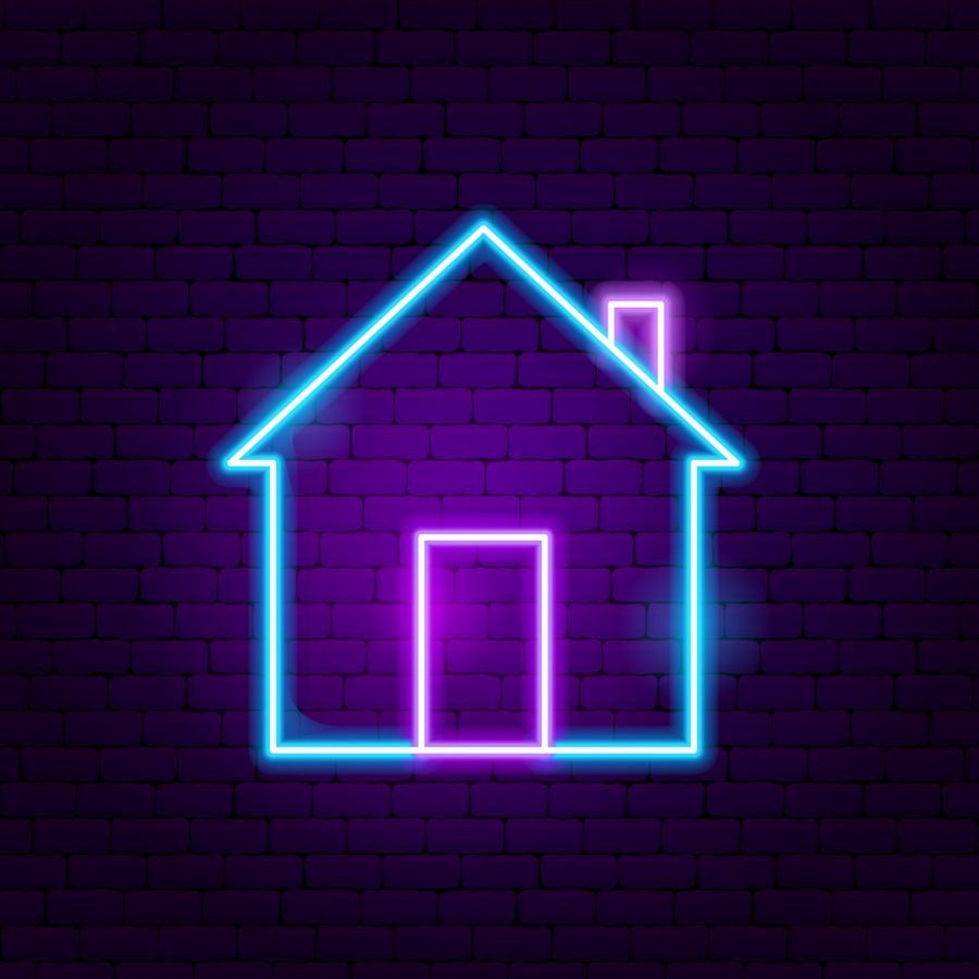 Dark Building Sci Fi Neon Sign Wallpapers