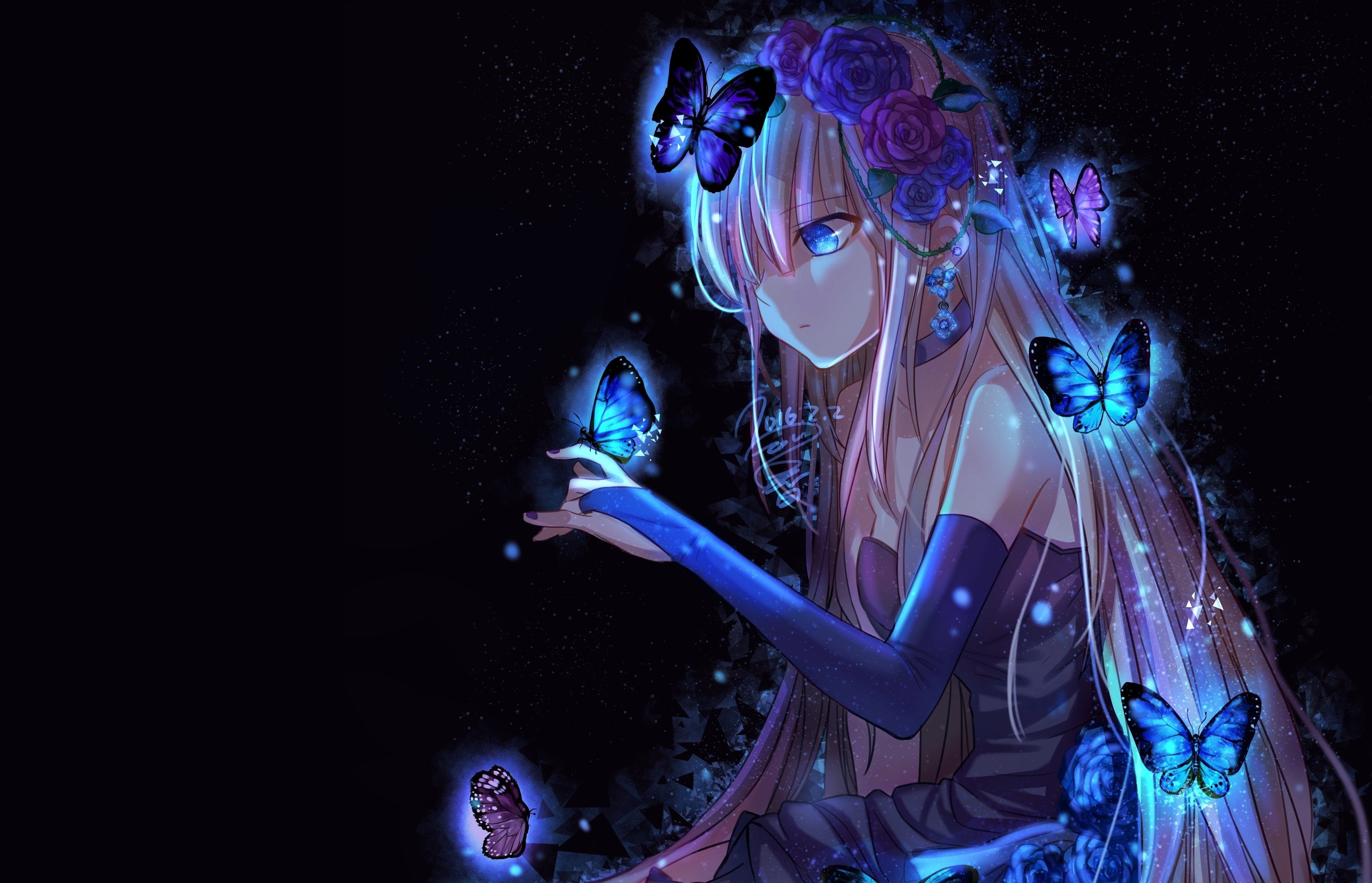 Dark Butterfly Anime Girl Wallpapers