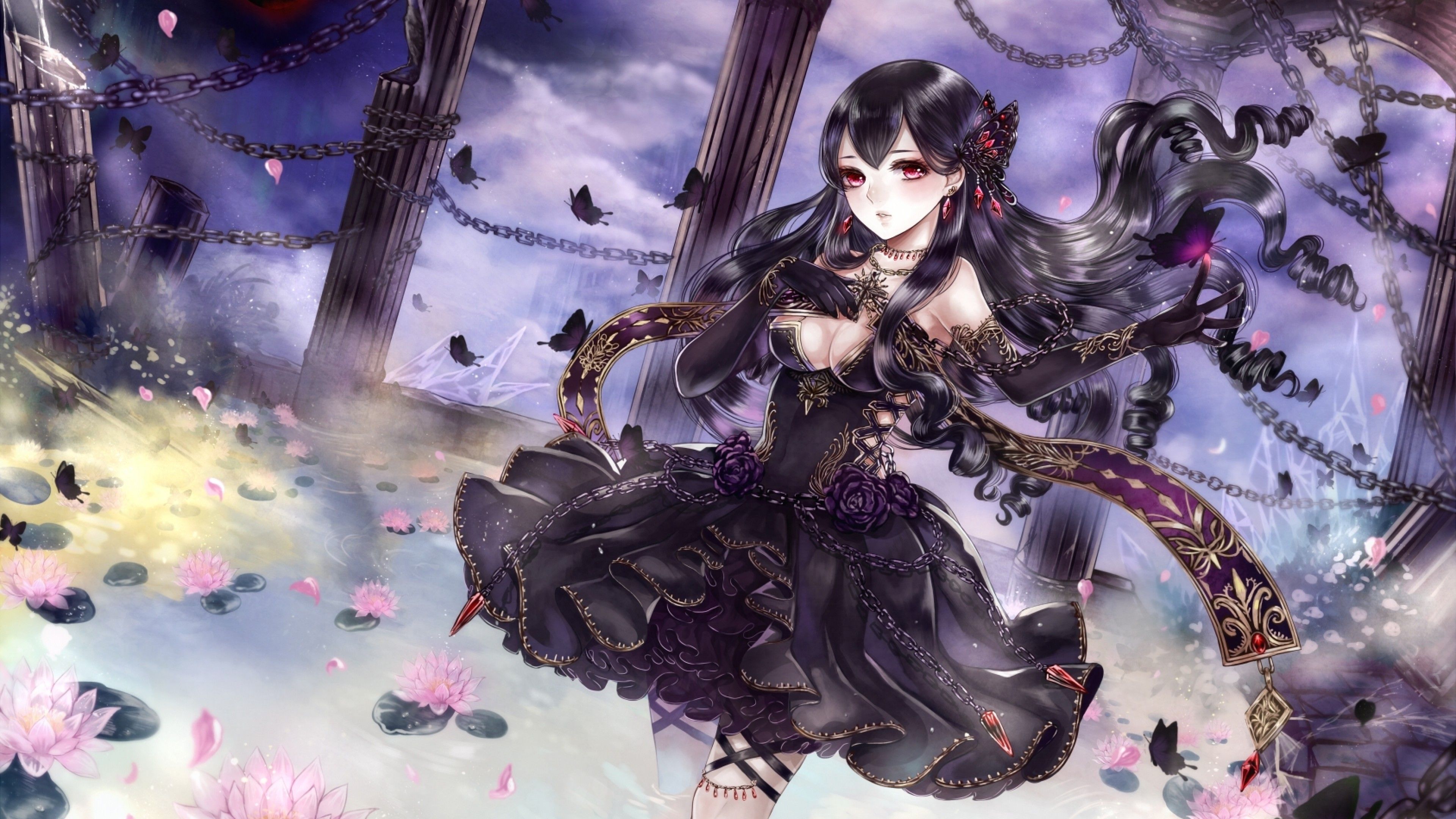 Dark Butterfly Anime Girl Wallpapers