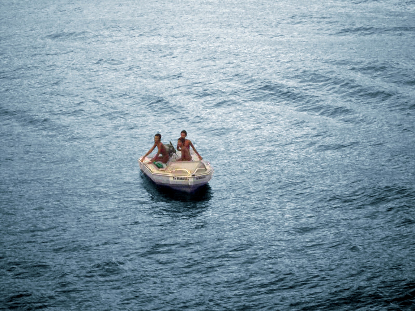 Dark Evening Blue Cloudy Alone Boat In Ocean Wallpapers