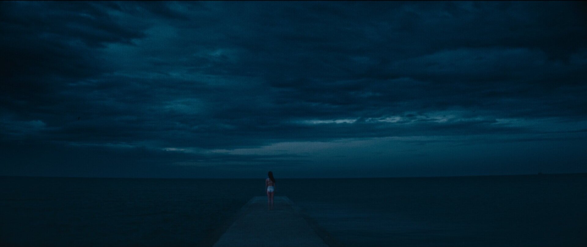 Dark Evening Blue Cloudy Alone Boat In Ocean Wallpapers