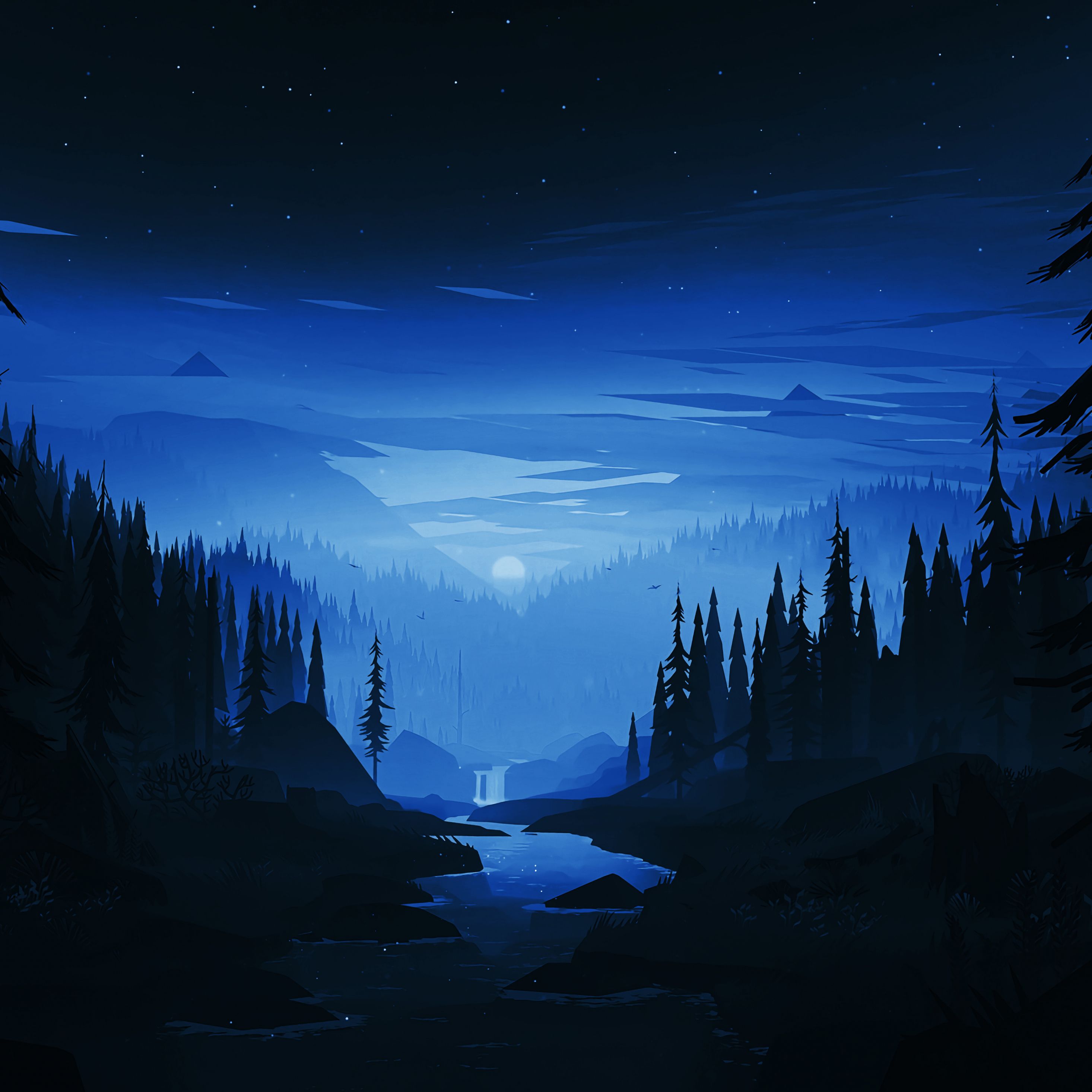 Dark Minimal Mountains At Night Wallpapers