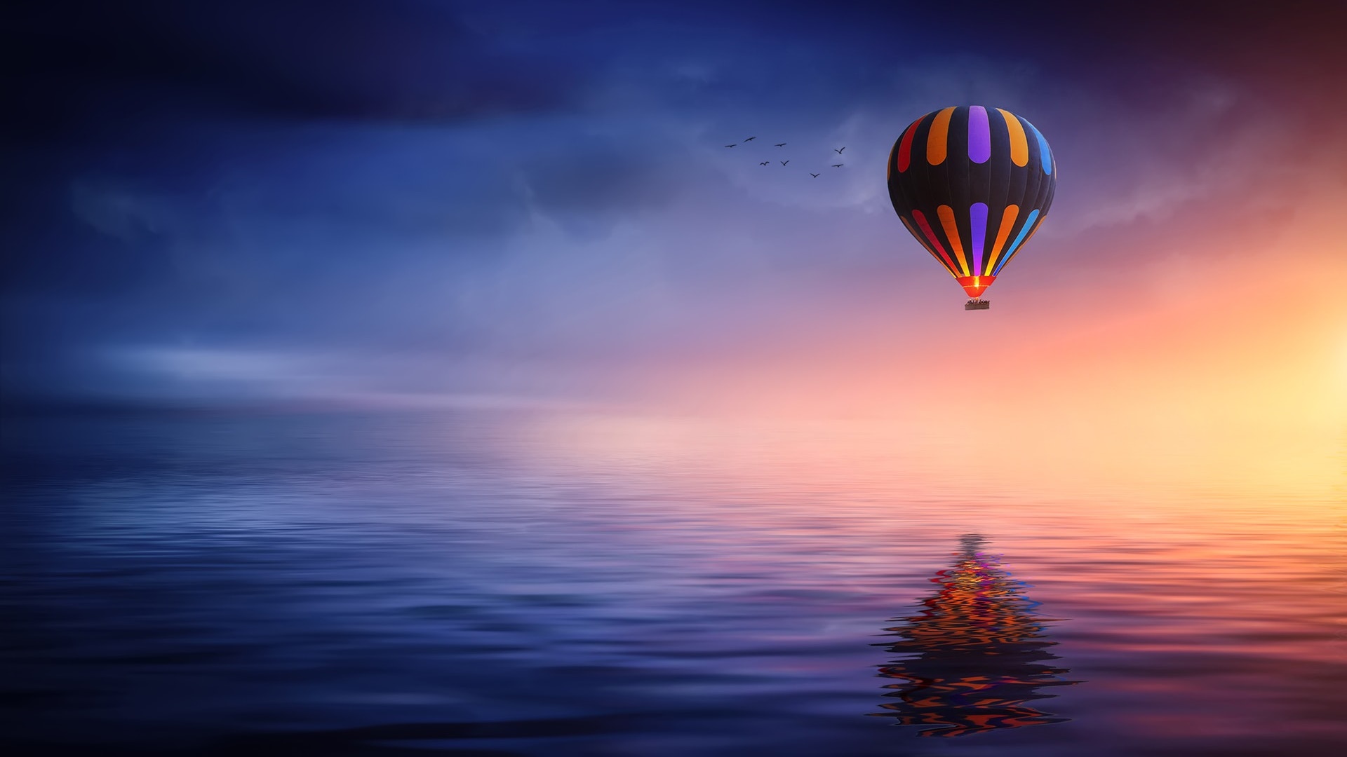 Dark Night In Air Balloon Wallpapers